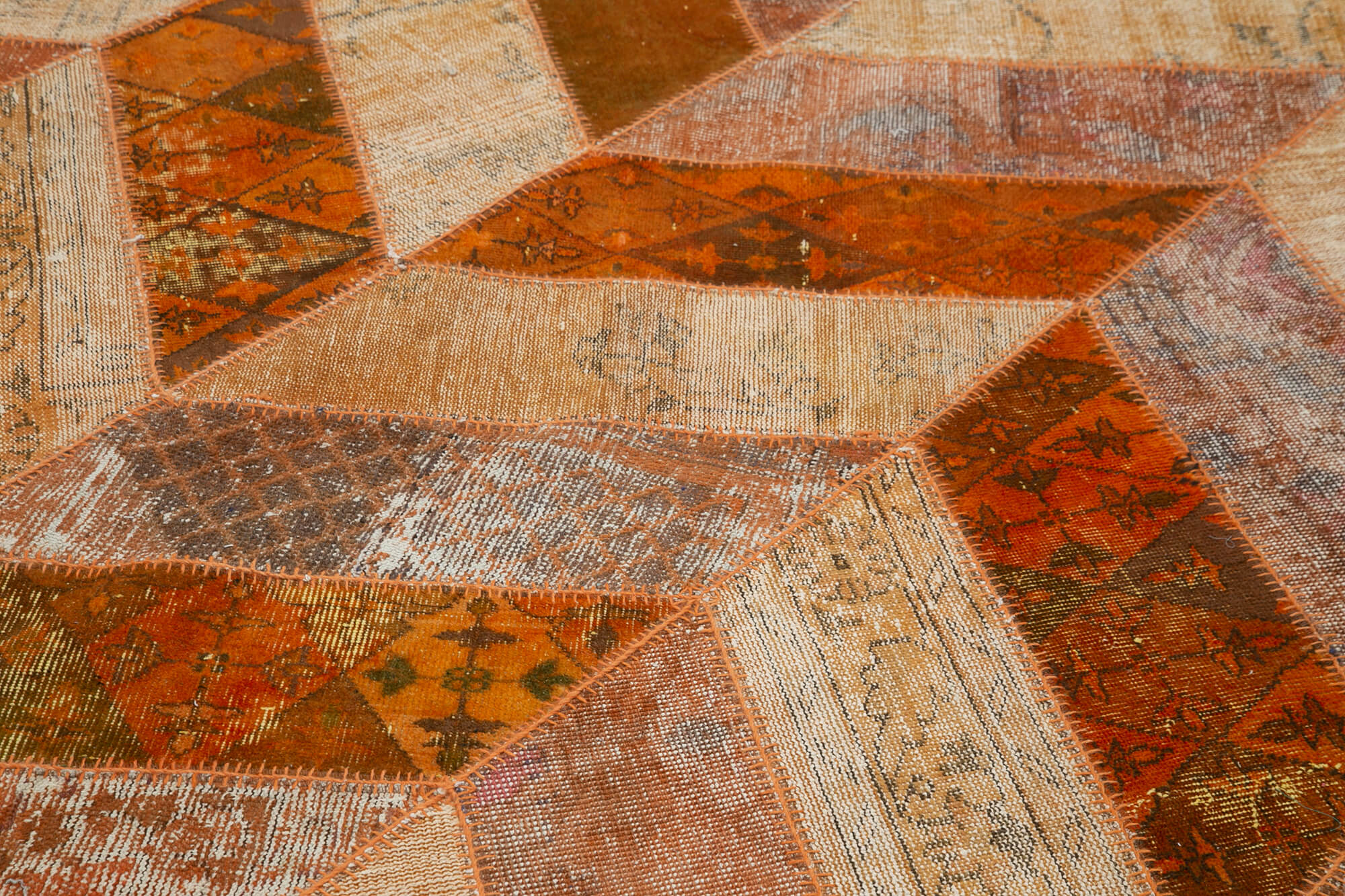 Handmade Patchwork Rug - Kirk Yama Orange Cotton Wool Vintage Area Rug 8'2"x10'1"