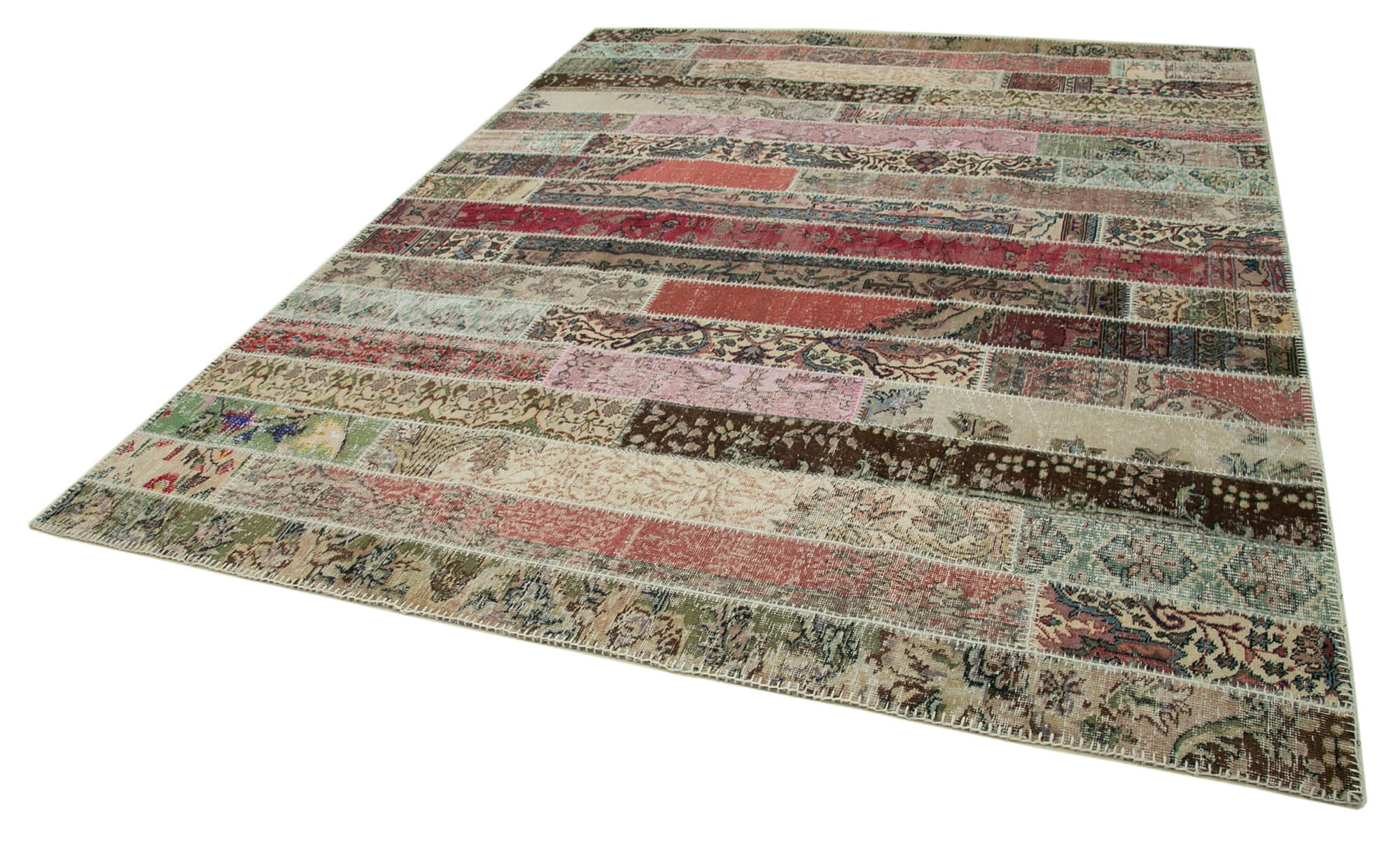 Handmade Wool Area Rug – Kirk Yama Grey Patchwork Cotton Wool Rug 8'x10'