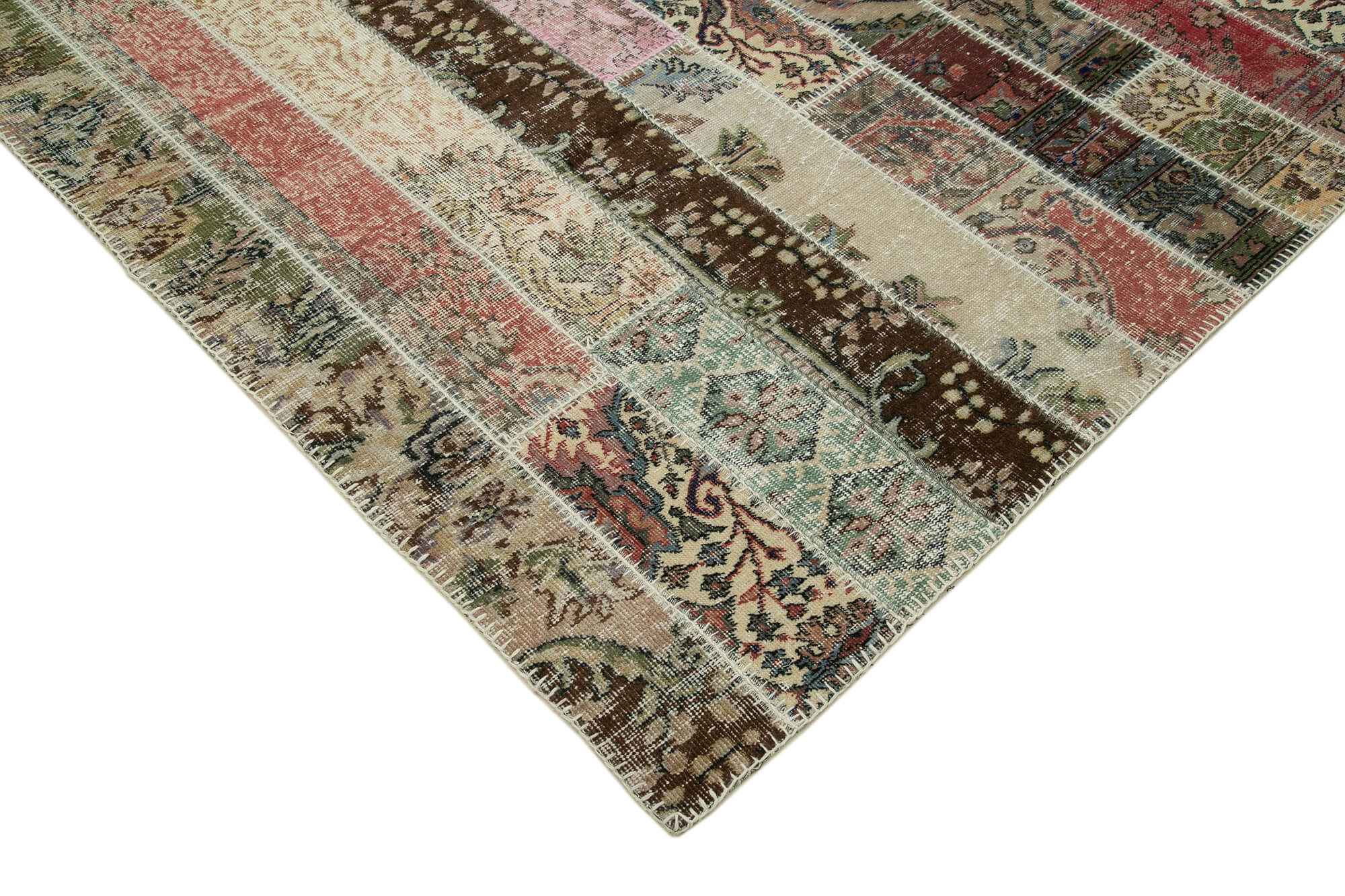 Handmade Wool Area Rug – Kirk Yama Grey Patchwork Cotton Wool Rug 8'x10'