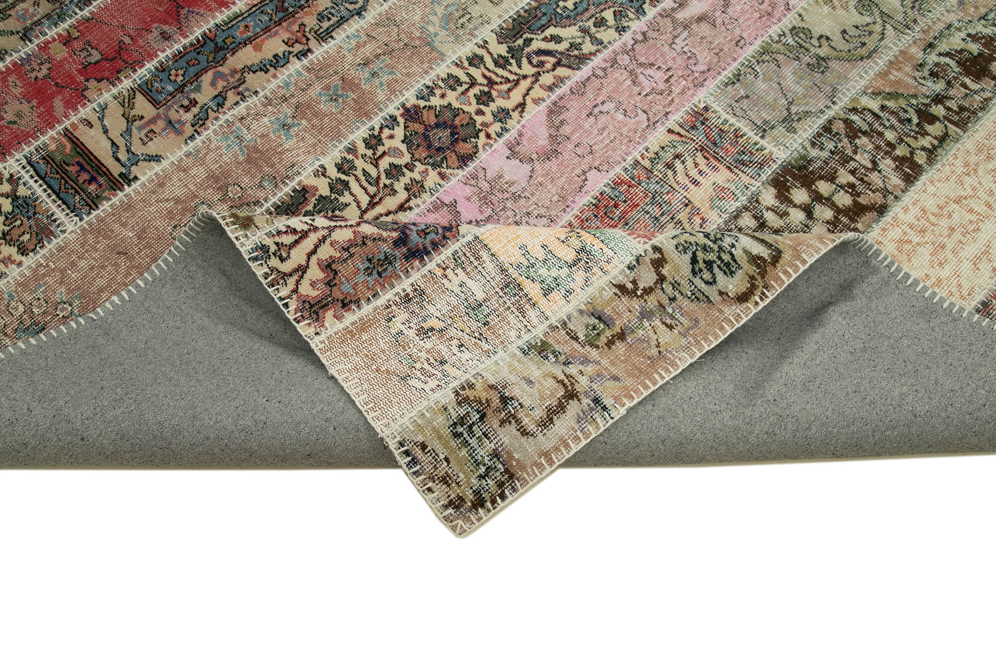 Handmade Wool Area Rug – Kirk Yama Grey Patchwork Cotton Wool Rug 8'x10'