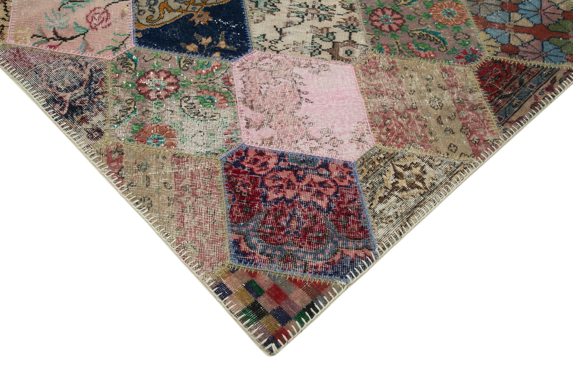 Handmade Patchwork Rug - Kirk Yama Grey Cotton Wool Carpet 7'5''x11'2'' Durable Wool Rug