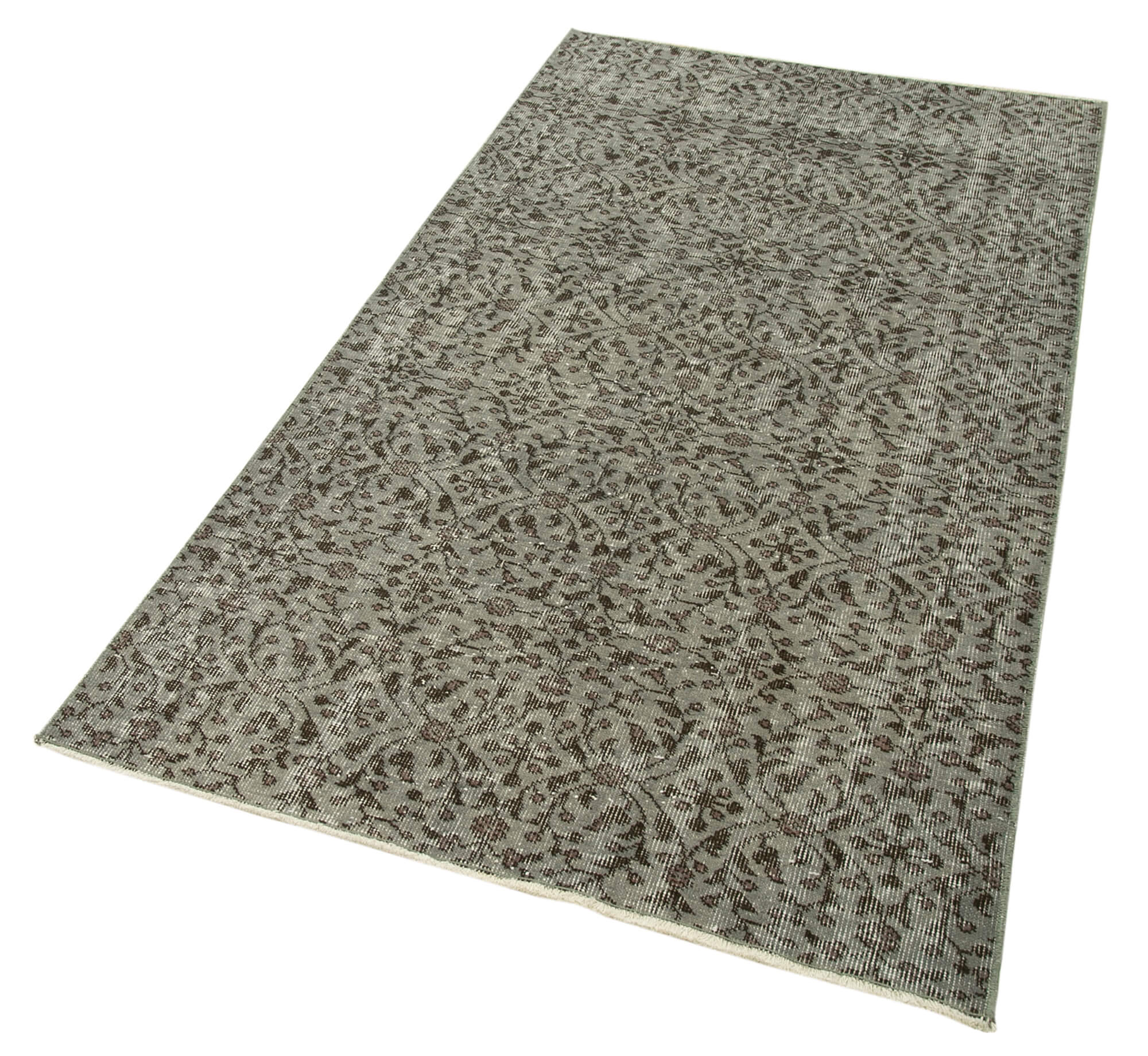 Handmade Vintage Area Rug – Overdyed Wool Rug | Turkish Hand Knotted Grey Carpet 3'2''x5'11''