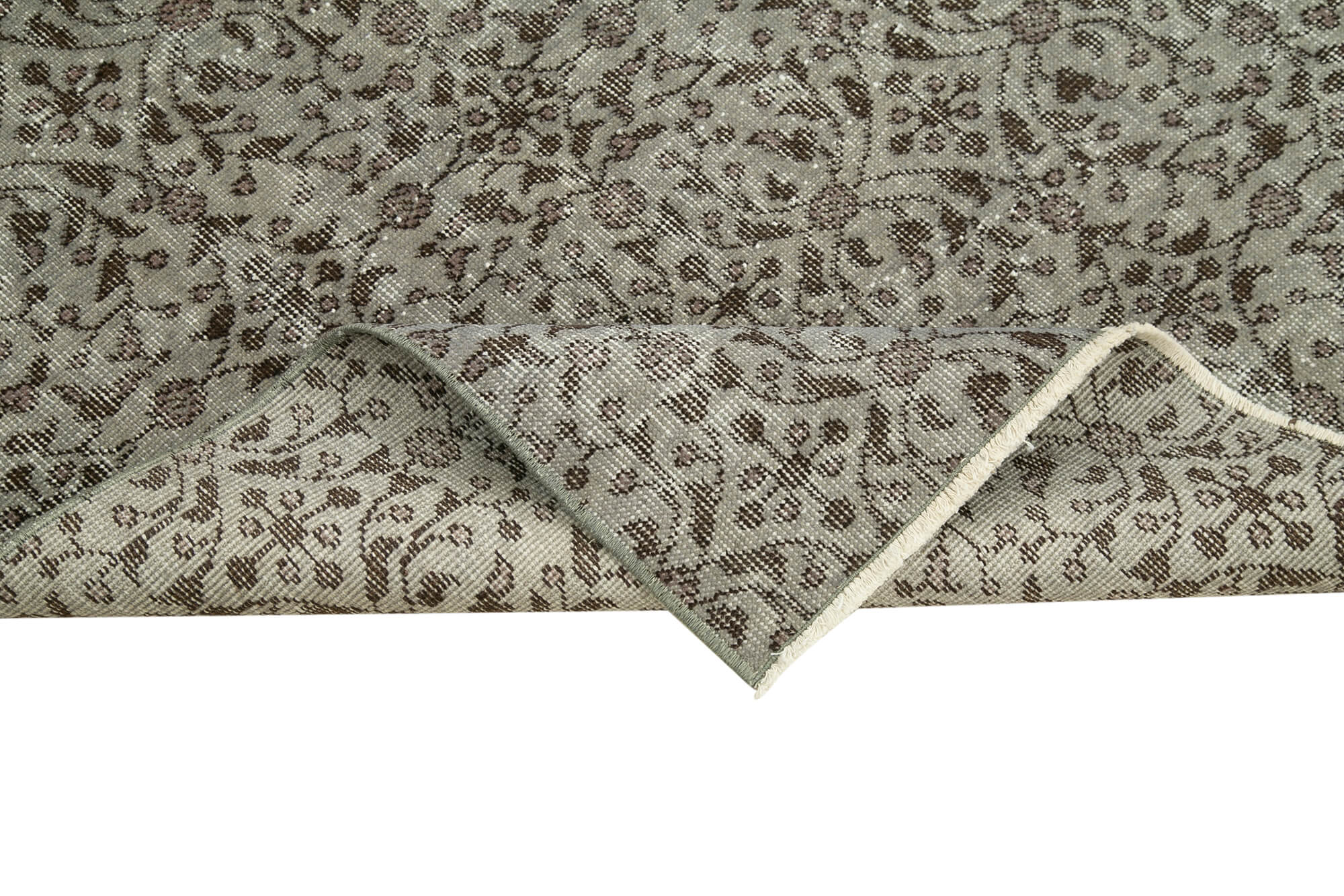 Handmade Vintage Area Rug – Overdyed Wool Rug | Turkish Hand Knotted Grey Carpet 3'2''x5'11''