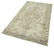 Vintage Cotton Wool Rug – Handmade Area Rug 3'8''x6'9'' | Overdyed Beige Wool Cotton