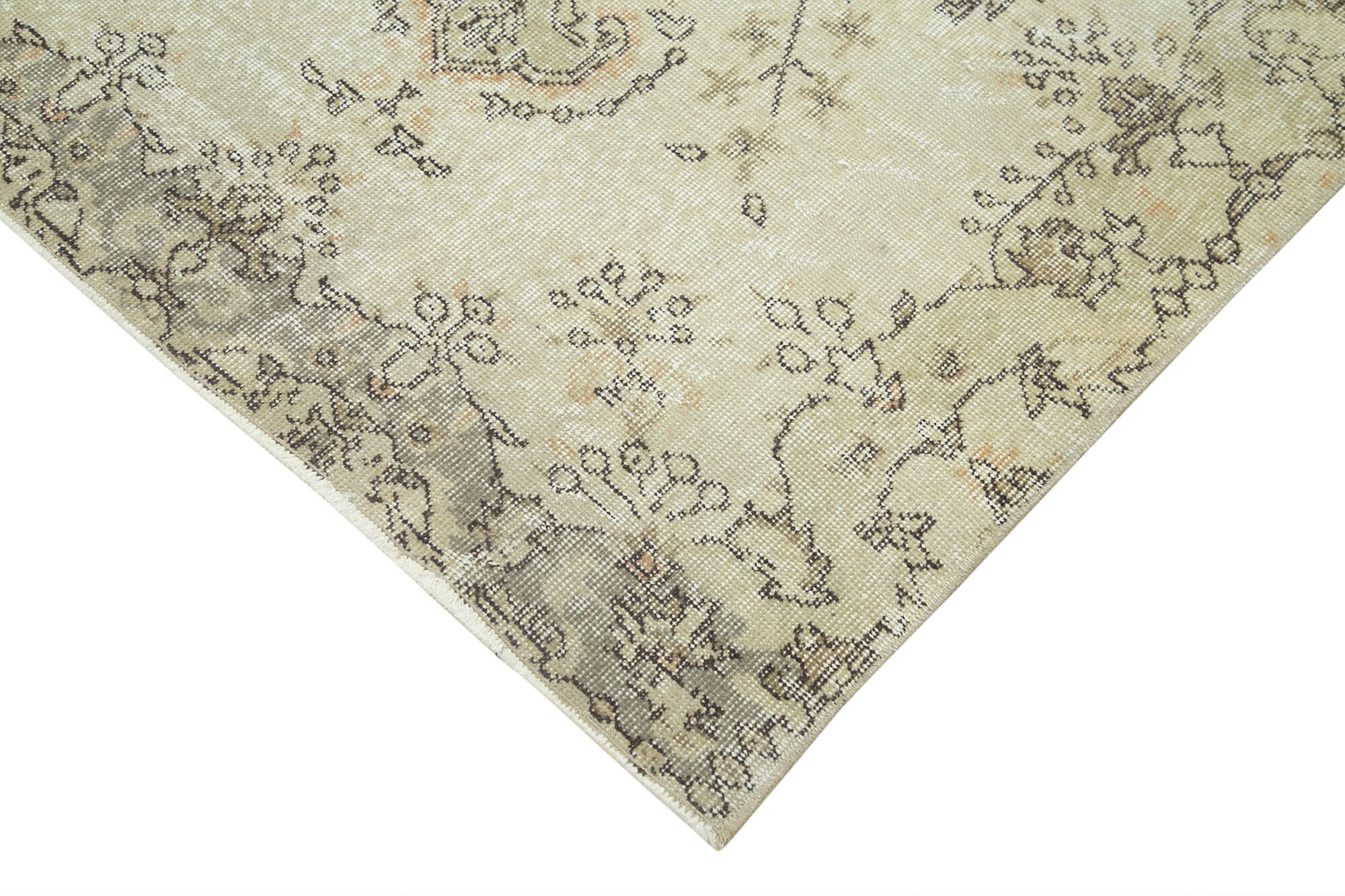 Vintage Cotton Wool Rug – Handmade Area Rug 3'8''x6'9'' | Overdyed Beige Wool Cotton