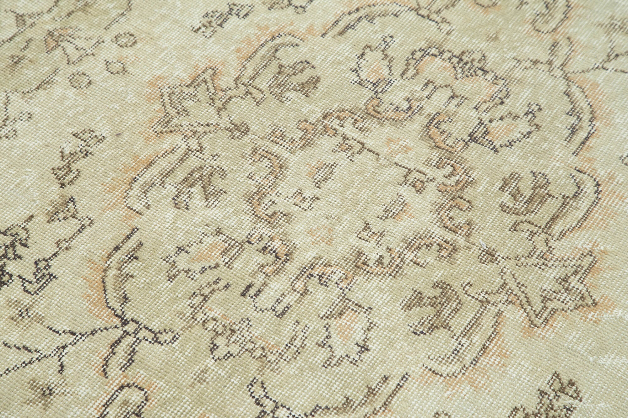 Vintage Cotton Wool Rug – Handmade Area Rug 3'8''x6'9'' | Overdyed Beige Wool Cotton