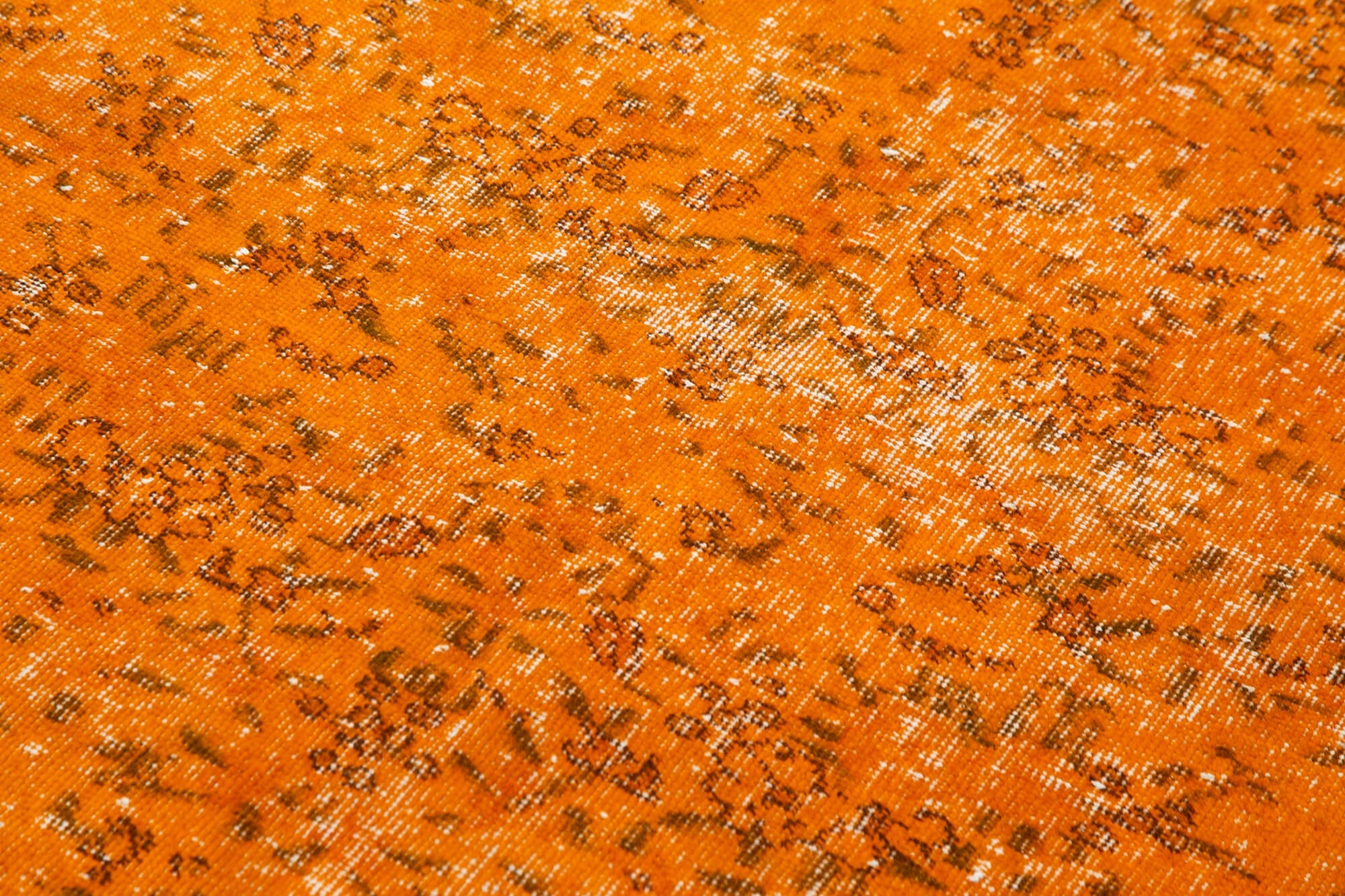 Handmade Vintage Area Rug – Overdyed Orange Wool Cotton Carpet 4'4'' x 7'0''