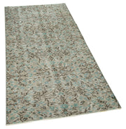 Vintage Wool Area Rug - Handmade Overdyed Cotton Wool Carpet 2'11''x6'6'' Grey