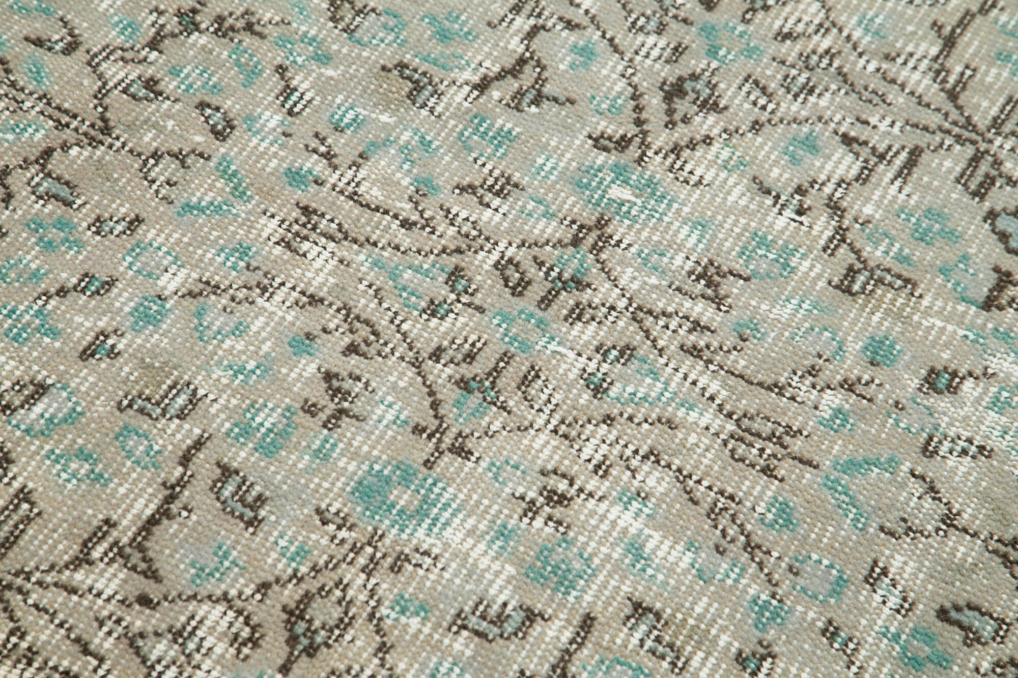 Vintage Wool Area Rug - Handmade Overdyed Cotton Wool Carpet 2'11''x6'6'' Grey
