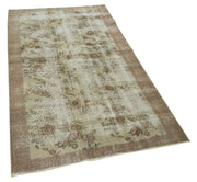 Handmade Vintage Area Rug - Overdyed Wool Rug With Brown Vintage Cotton Blend 3'5''x6'3''