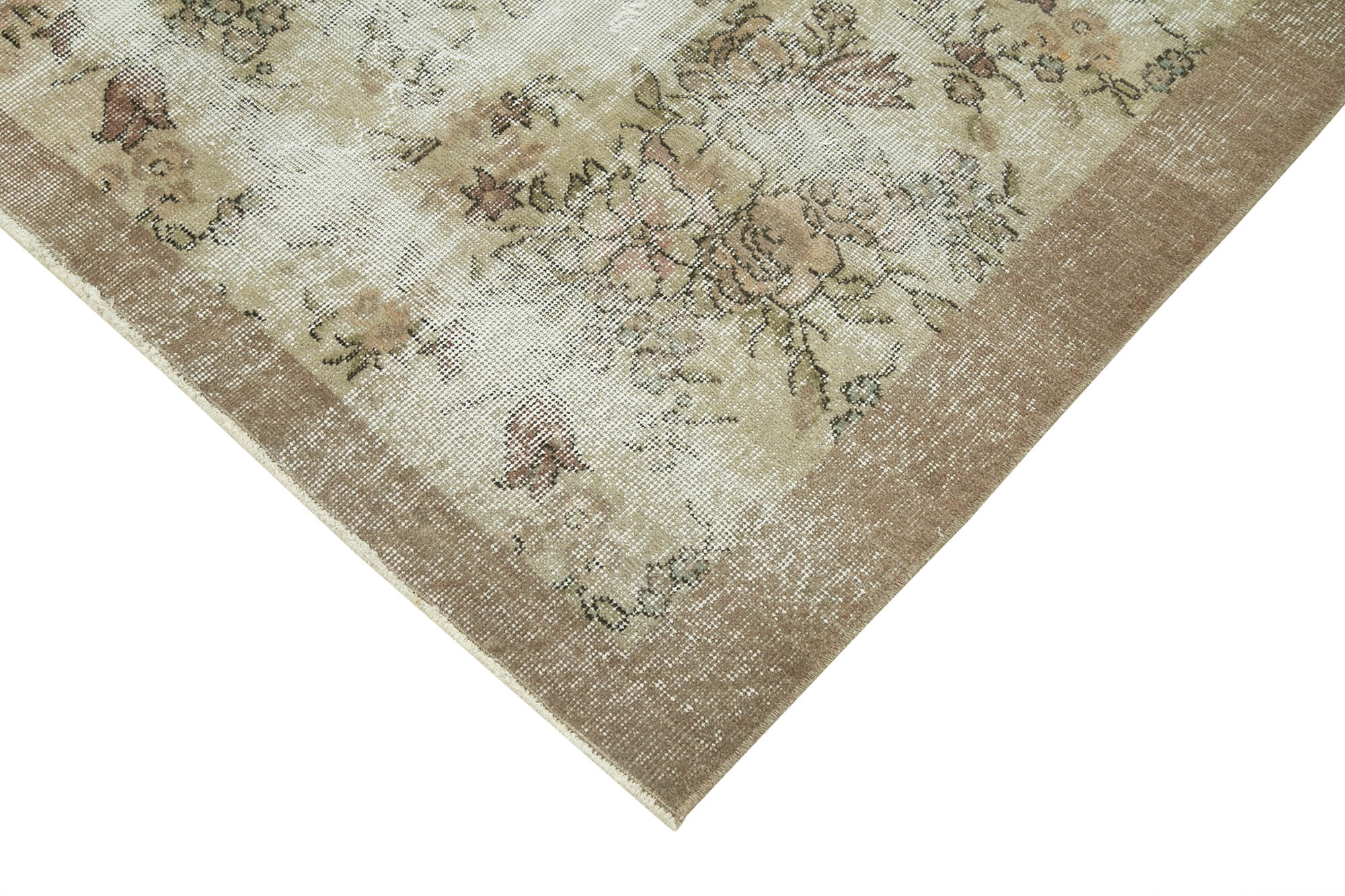 Handmade Vintage Area Rug - Overdyed Wool Rug With Brown Vintage Cotton Blend 3'5''x6'3''