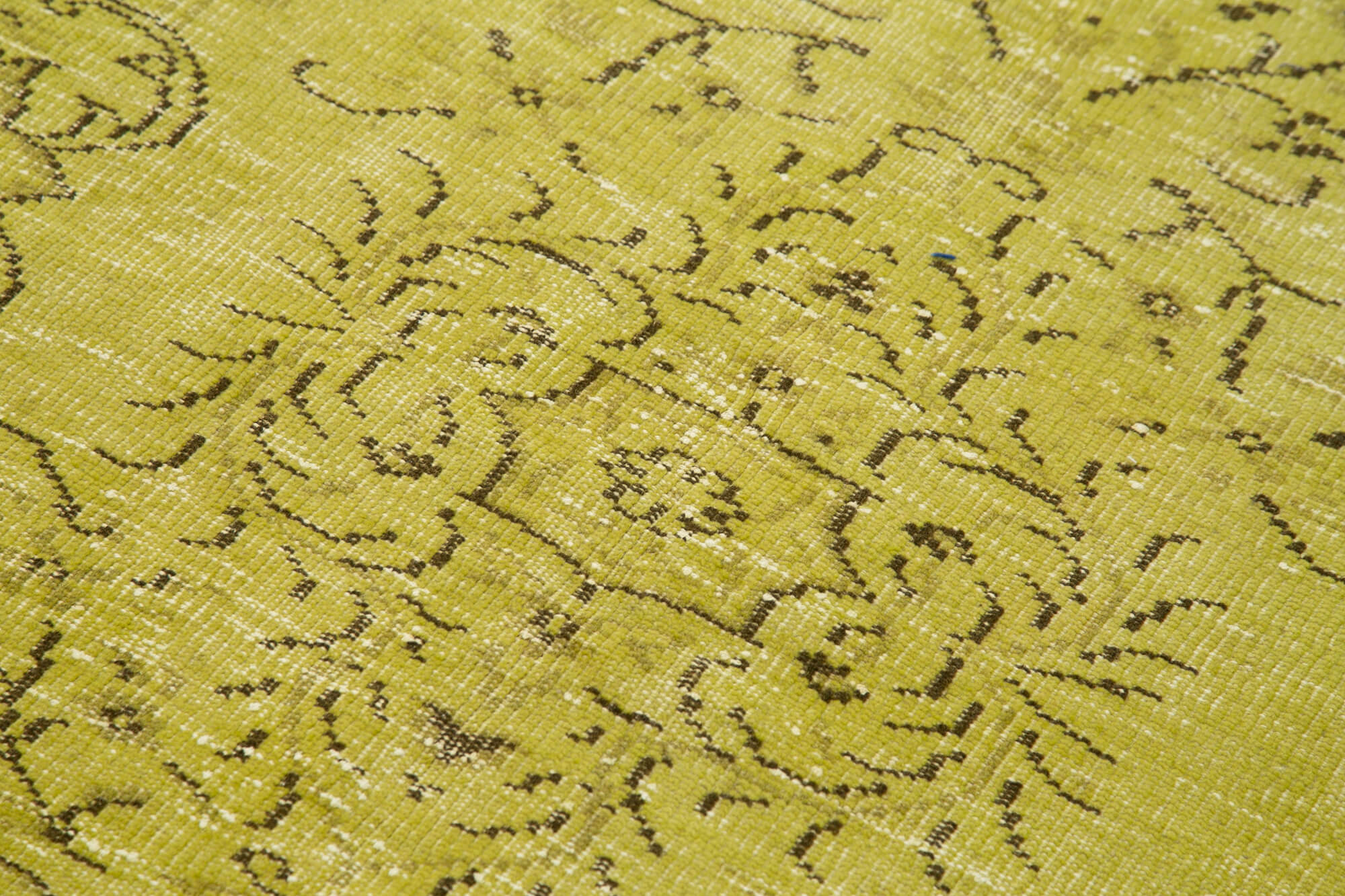 Vintage Wool Area Rug – Handmade Cotton Rug Overdyed Yellow 3'7''x6'0''