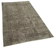 Handmade Vintage Area Rug – Overdyed Wool Rug Brown 3'7''x6'6'' | Turkish Hand Knotted Carpet