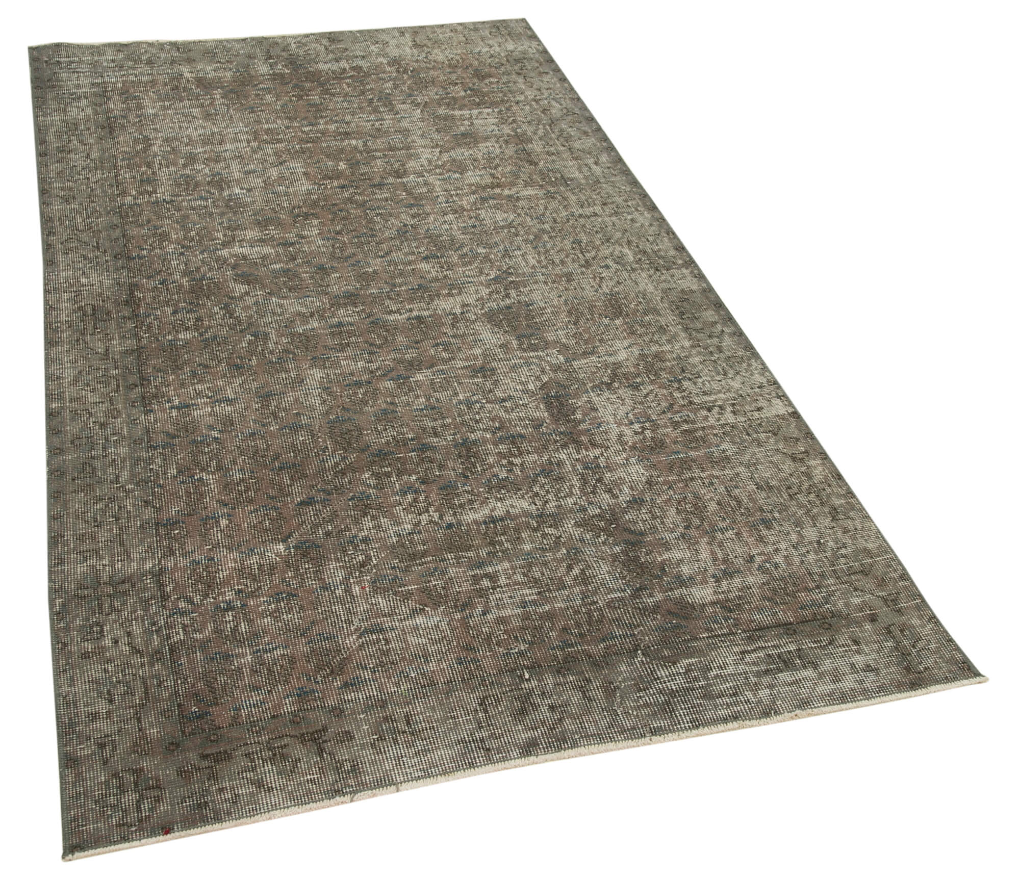 Handmade Vintage Area Rug – Overdyed Wool Rug Brown 3'7''x6'6'' | Turkish Hand Knotted Carpet