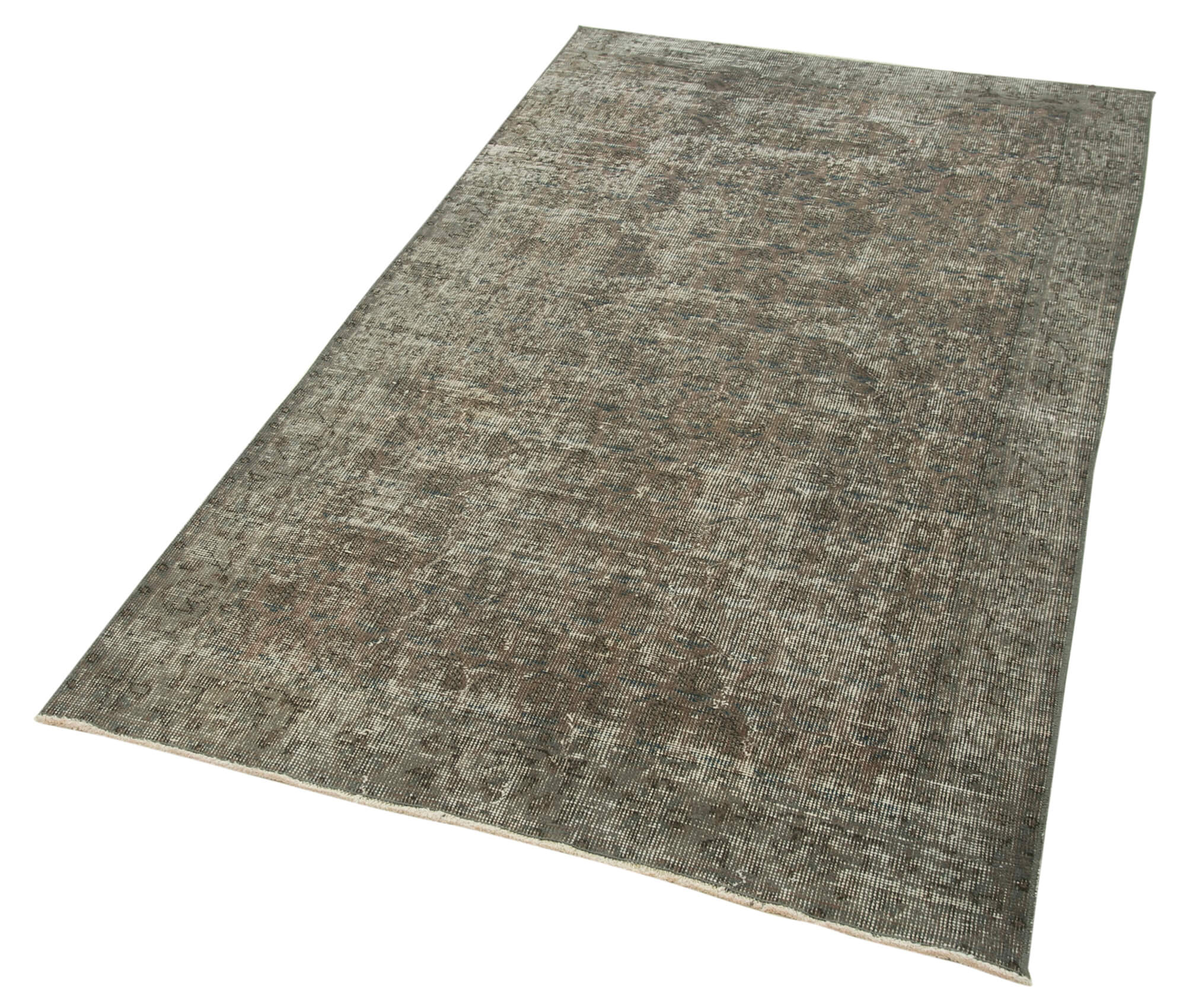 Handmade Vintage Area Rug – Overdyed Wool Rug Brown 3'7''x6'6'' | Turkish Hand Knotted Carpet