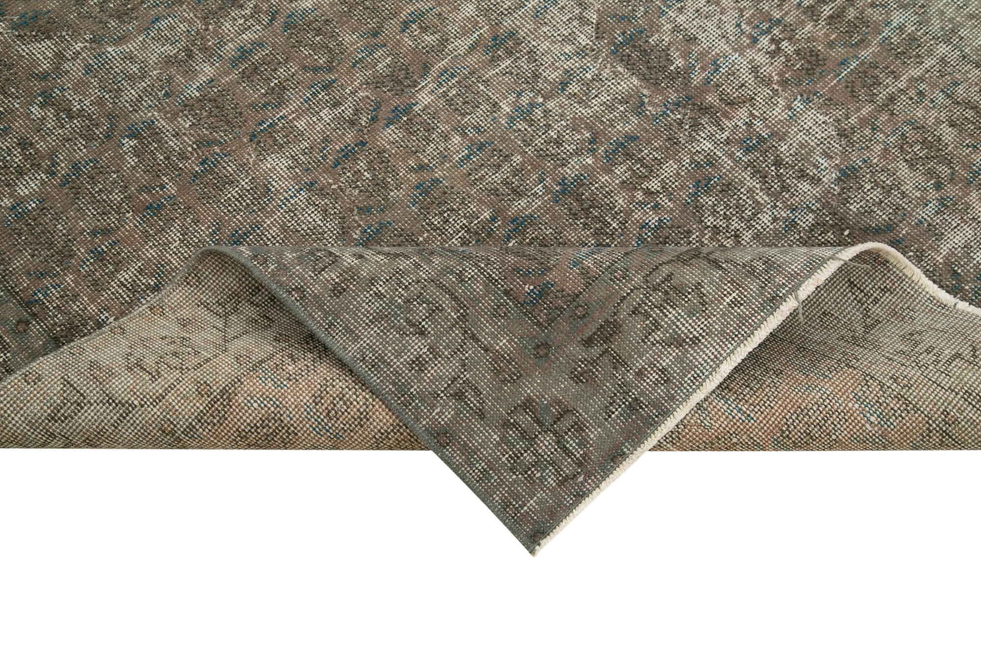 Handmade Vintage Area Rug – Overdyed Wool Rug Brown 3'7''x6'6'' | Turkish Hand Knotted Carpet