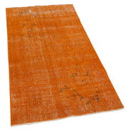 Vintage Handmade Area Rug - Overdyed Orange Turkish Wool Cotton Carpet 2'9"x5'4"