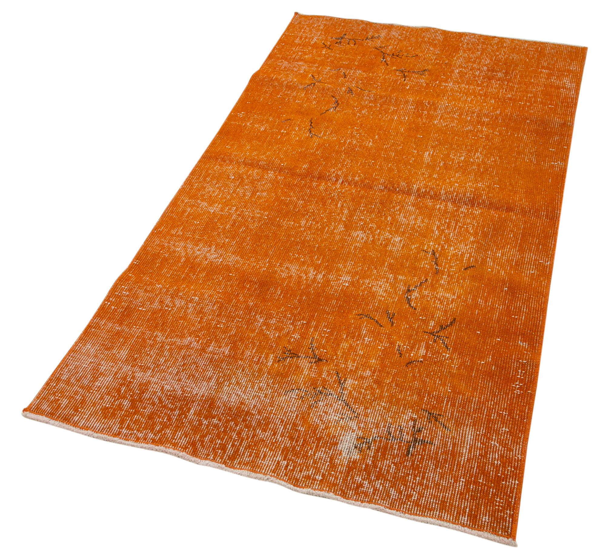Vintage Handmade Area Rug - Overdyed Orange Turkish Wool Cotton Carpet 2'9"x5'4"