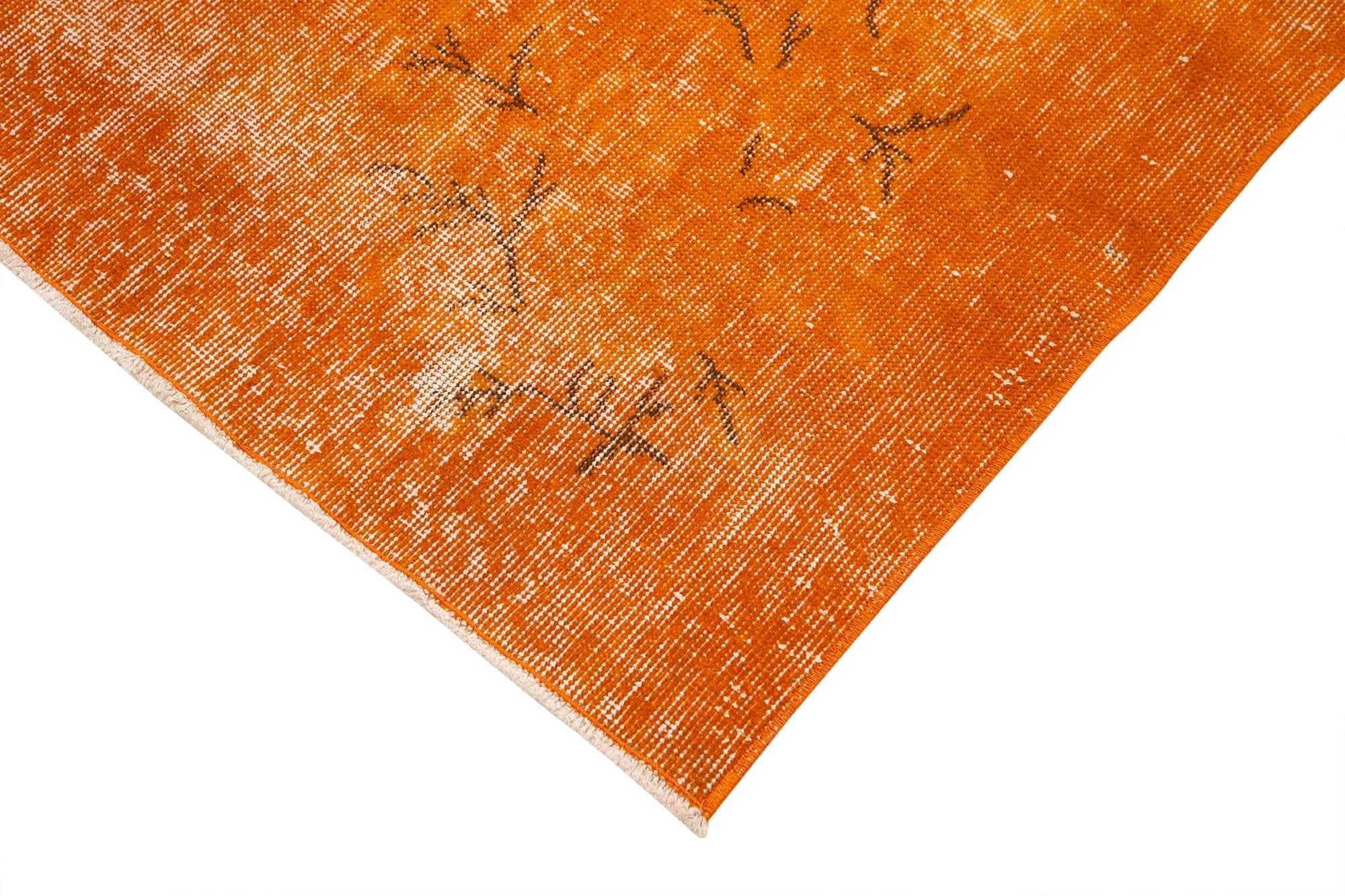Vintage Handmade Area Rug - Overdyed Orange Turkish Wool Cotton Carpet 2'9"x5'4"