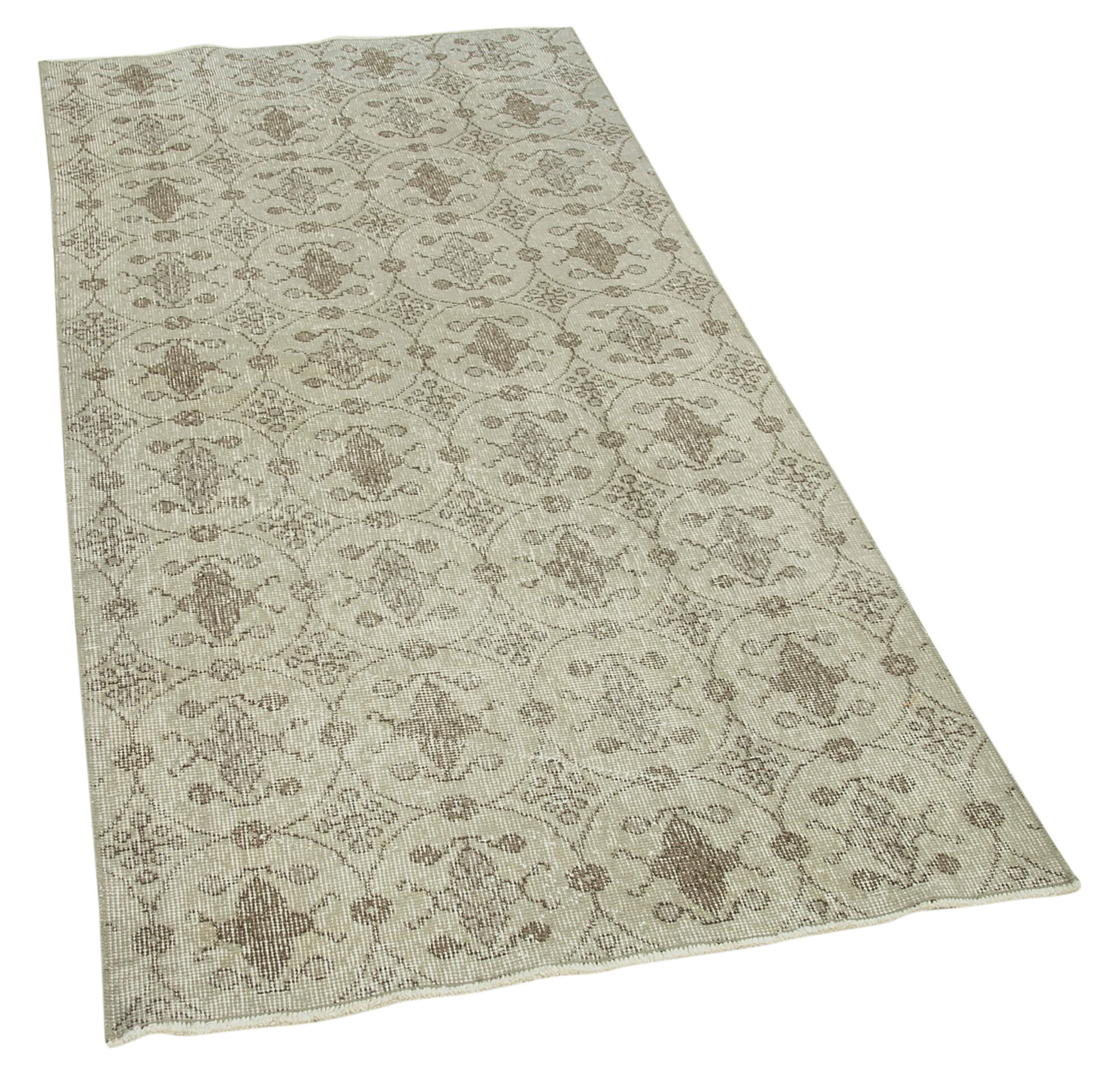 Handmade Vintage Area Rug – Overdyed Wool Rug | Beige Cotton Wool Carpet 3'0''x6'5''