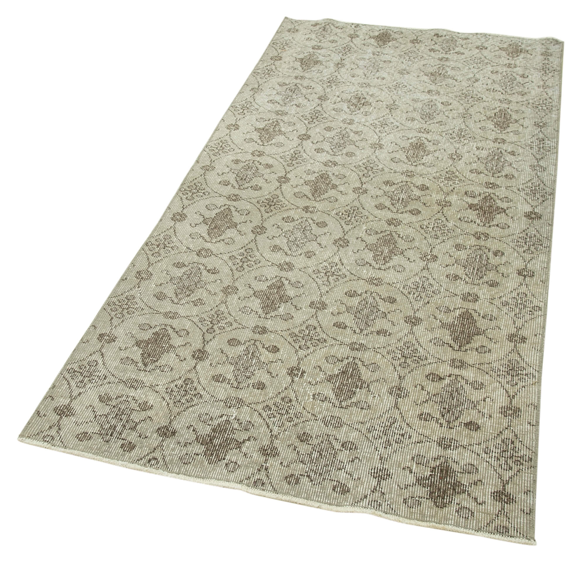 Handmade Vintage Area Rug – Overdyed Wool Rug | Beige Cotton Wool Carpet 3'0''x6'5''