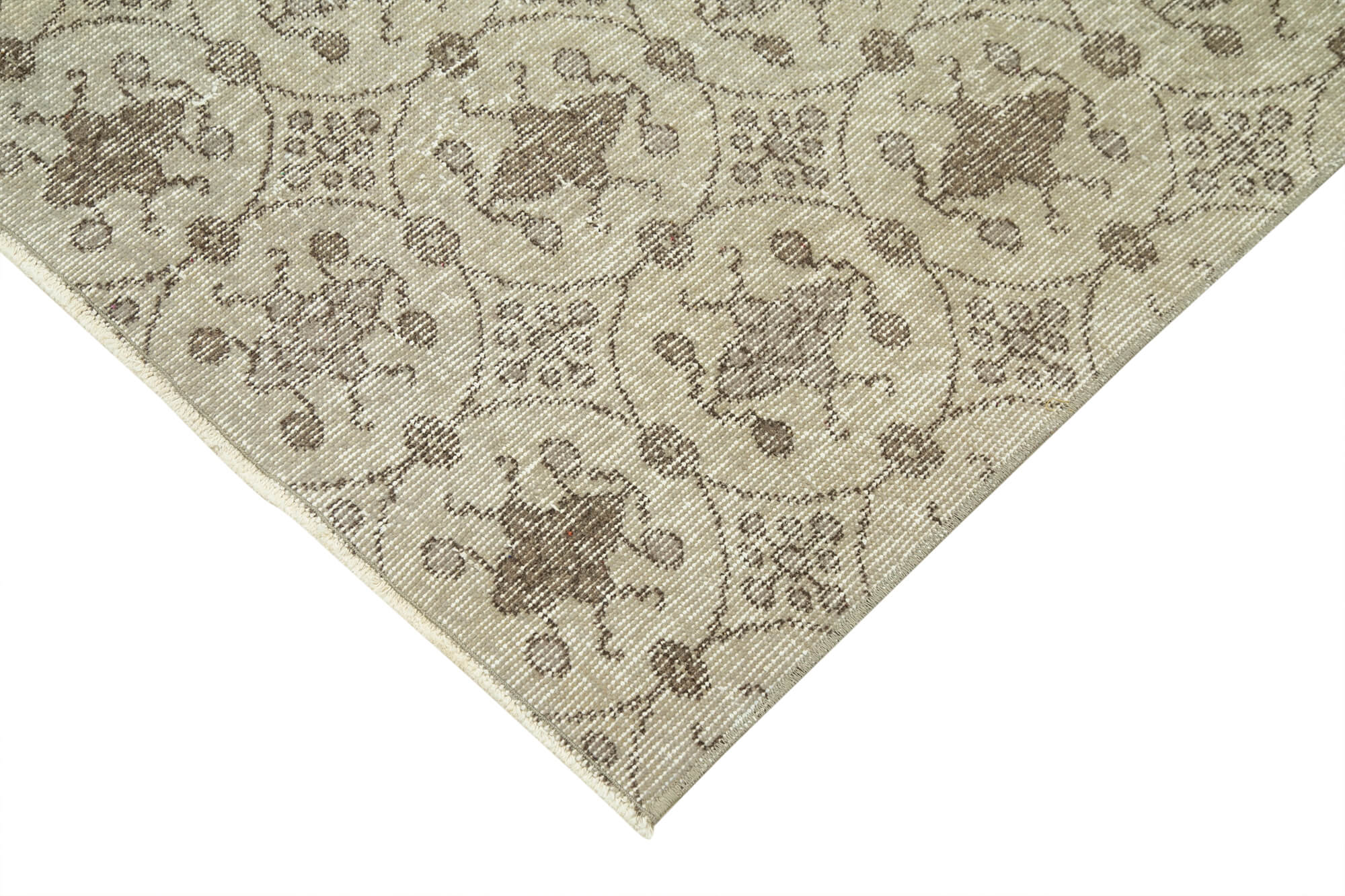 Handmade Vintage Area Rug – Overdyed Wool Rug | Beige Cotton Wool Carpet 3'0''x6'5''