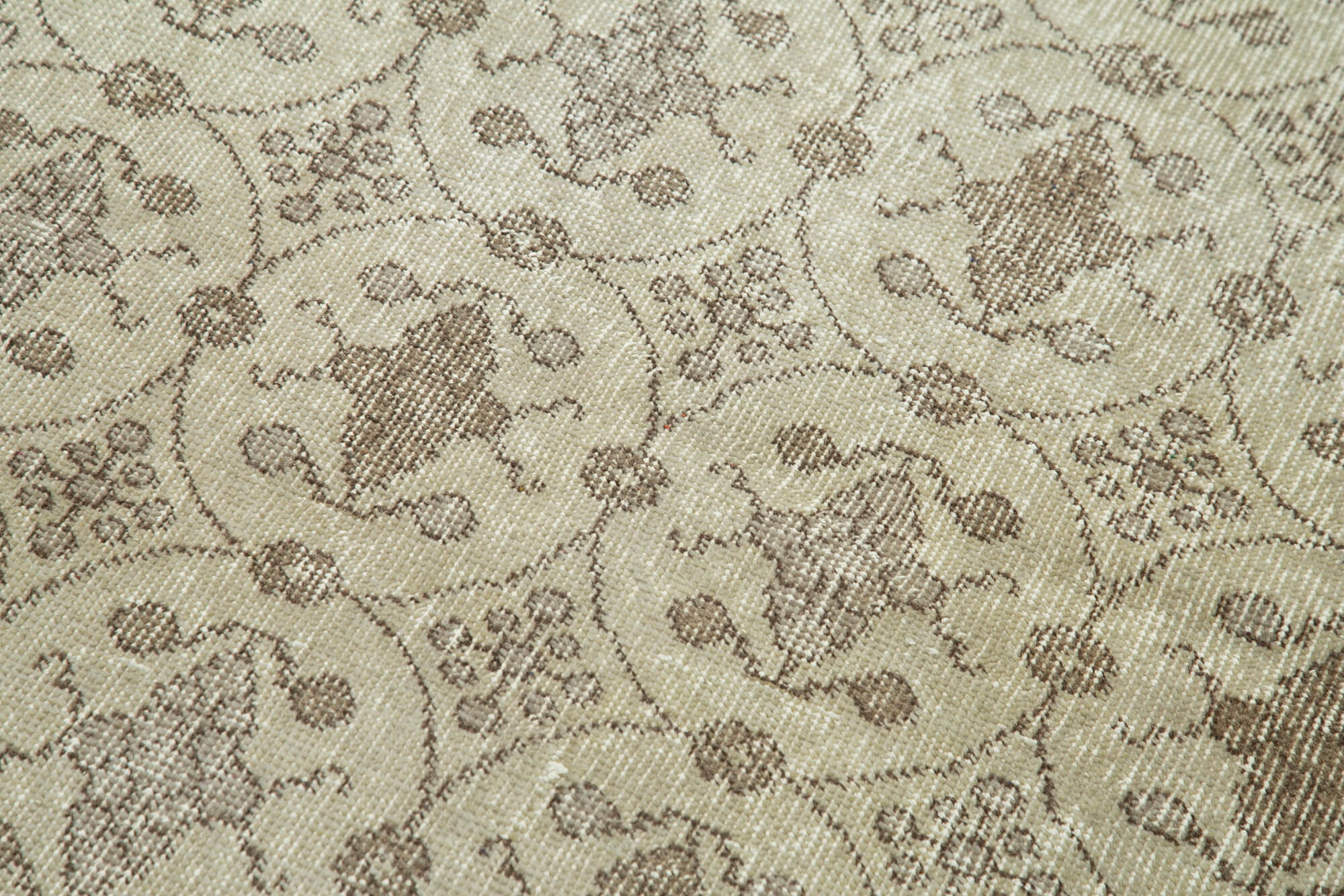 Handmade Vintage Area Rug – Overdyed Wool Rug | Beige Cotton Wool Carpet 3'0''x6'5''