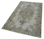 Vintage Wool Area Rug – Handmade Overdyed Cotton Rug, Turkish Grey Vintage Carpet 3'9''x6'8''