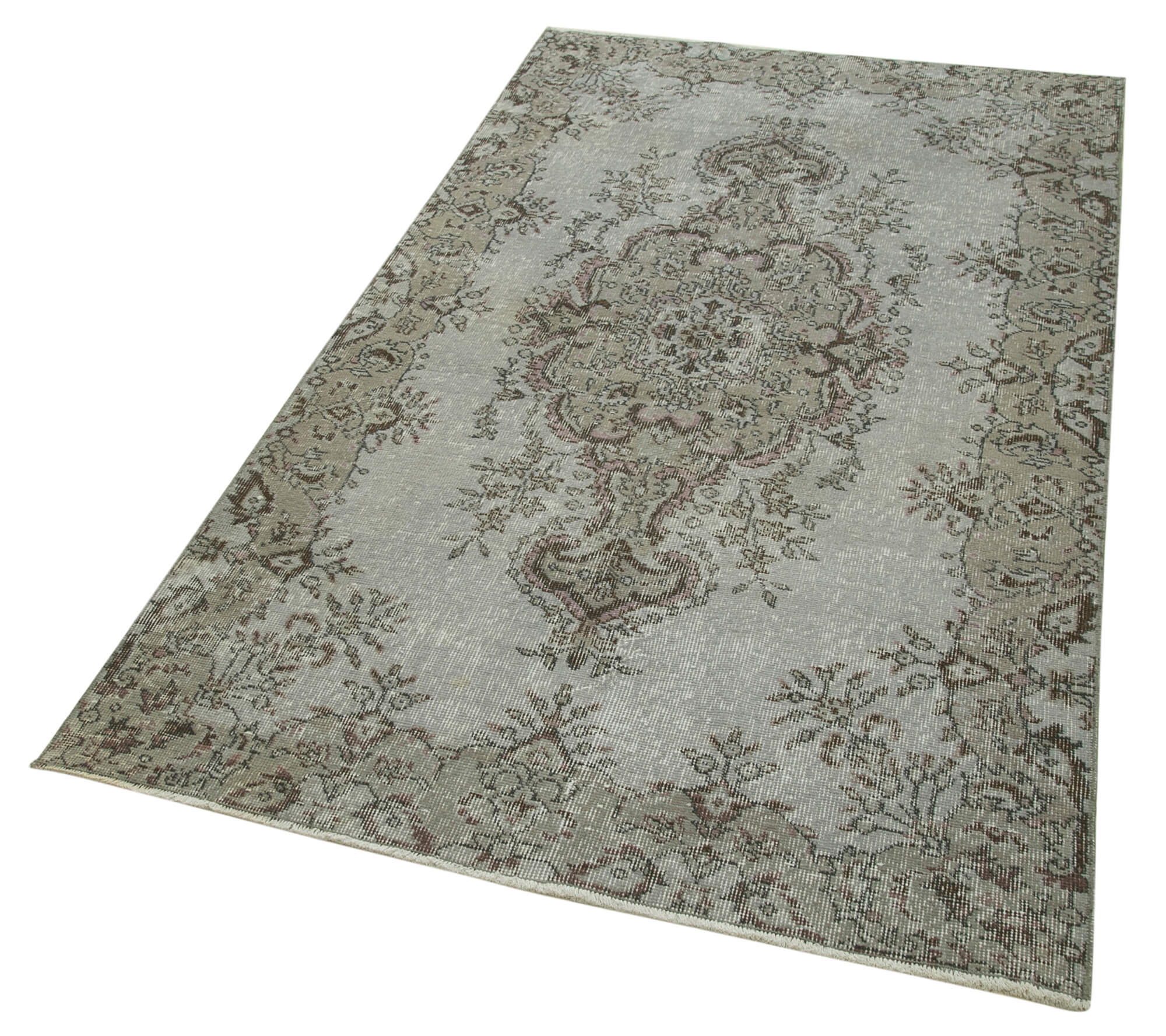 Vintage Wool Area Rug – Handmade Overdyed Cotton Rug, Turkish Grey Vintage Carpet 3'9''x6'8''