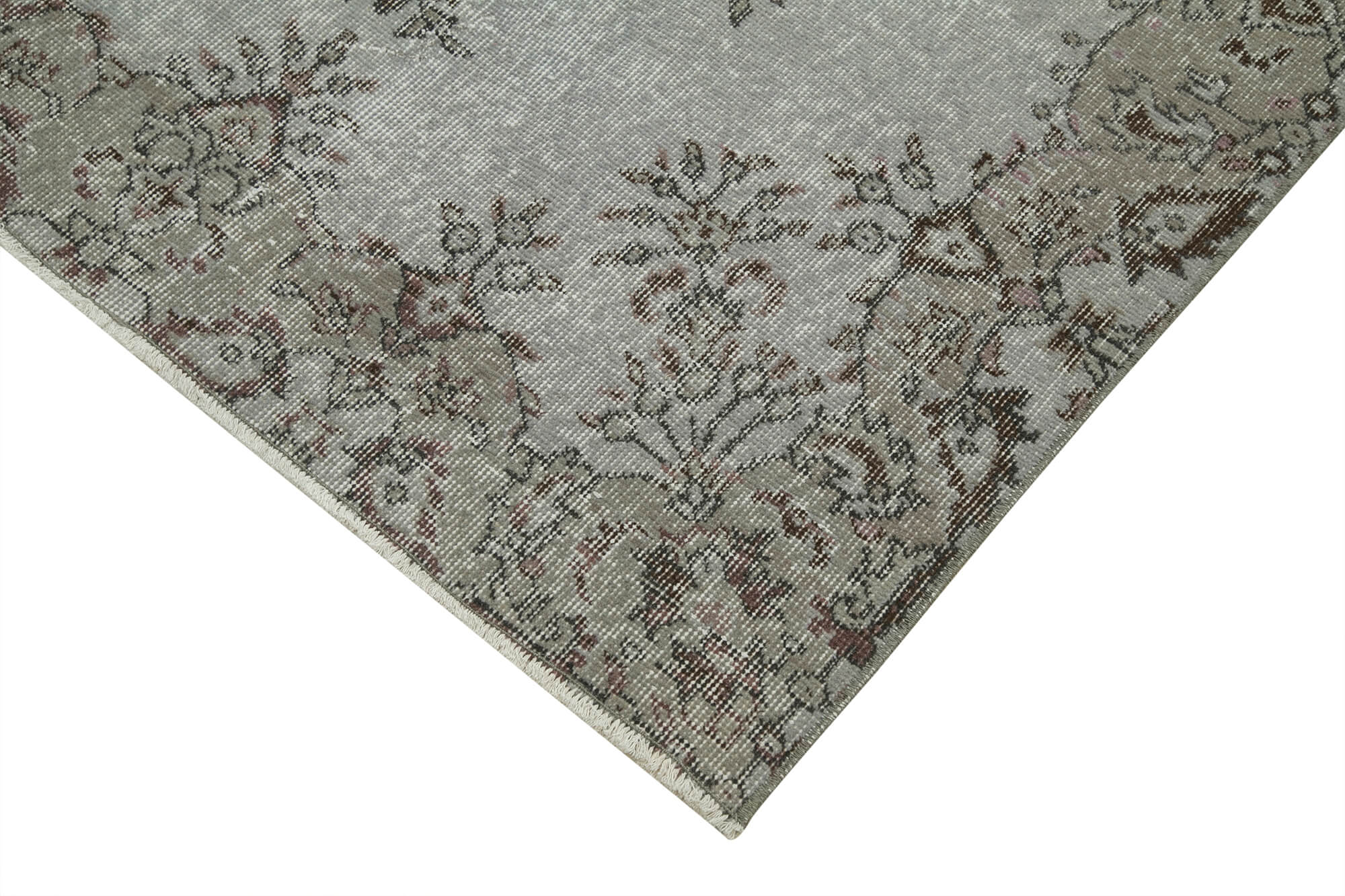 Vintage Wool Area Rug – Handmade Overdyed Cotton Rug, Turkish Grey Vintage Carpet 3'9''x6'8''