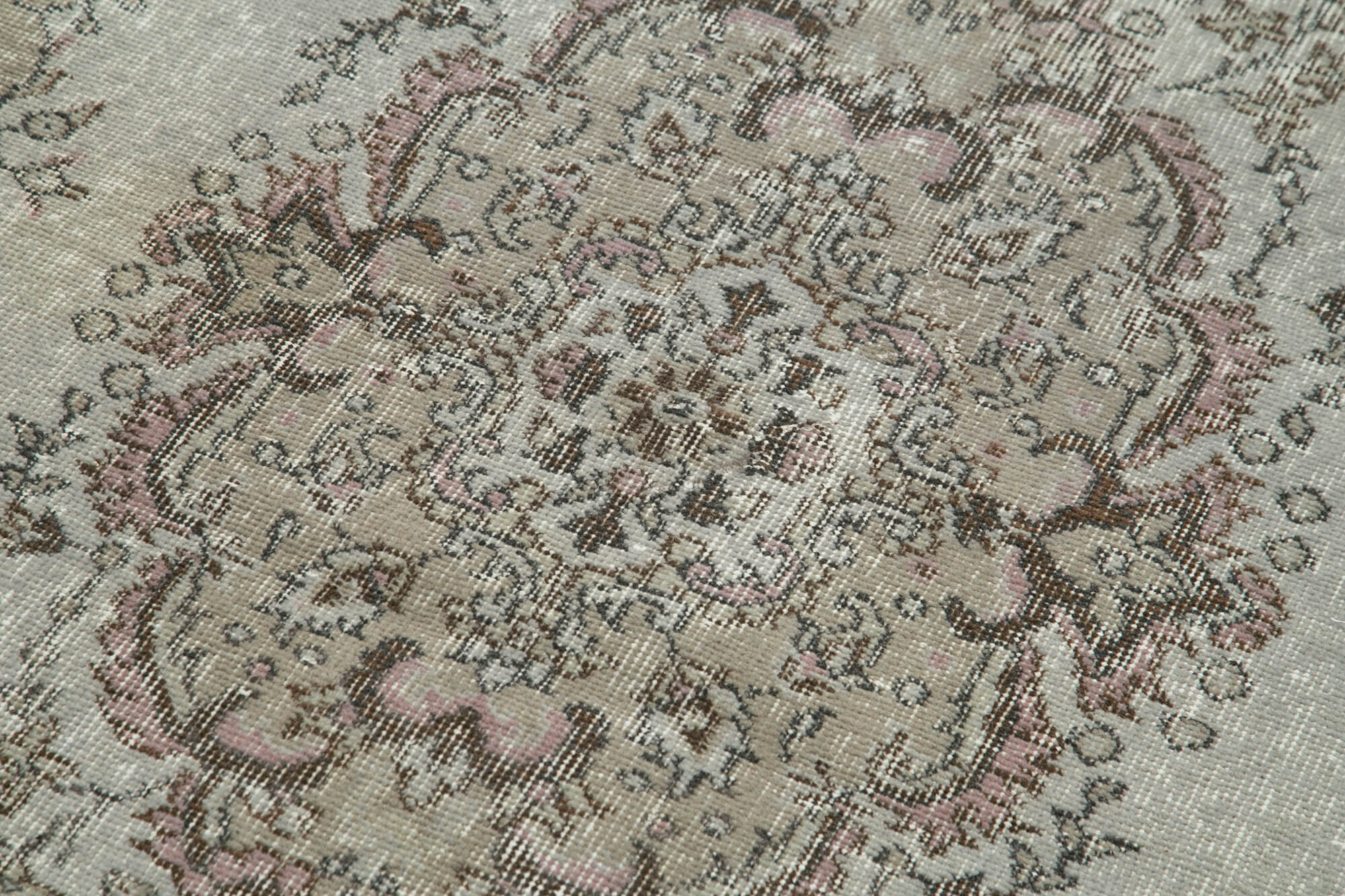 Vintage Wool Area Rug – Handmade Overdyed Cotton Rug, Turkish Grey Vintage Carpet 3'9''x6'8''