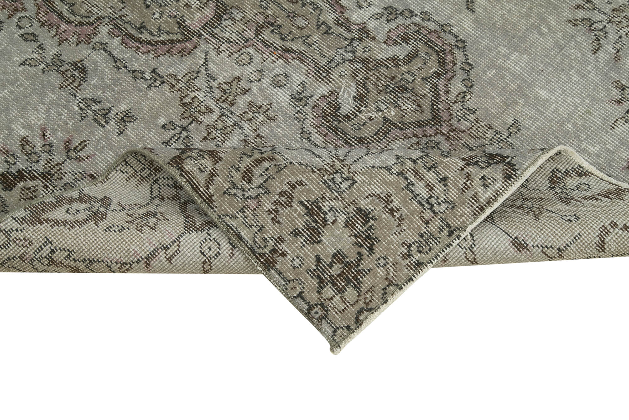 Vintage Wool Area Rug – Handmade Overdyed Cotton Rug, Turkish Grey Vintage Carpet 3'9''x6'8''