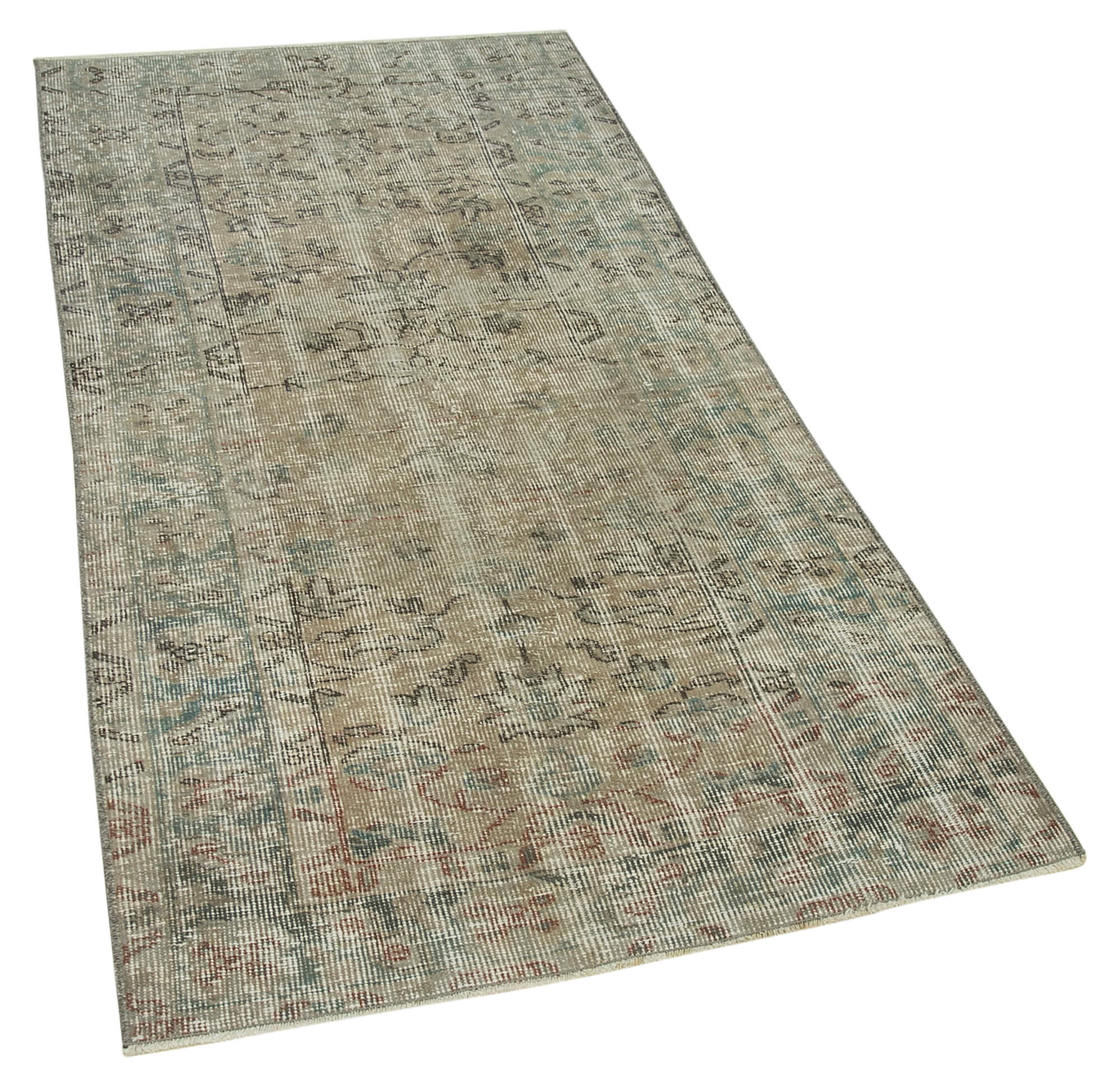 Vintage Wool Area Rug – Handmade Turkish Overdyed Grey Rug 2'11'' x 5'9''