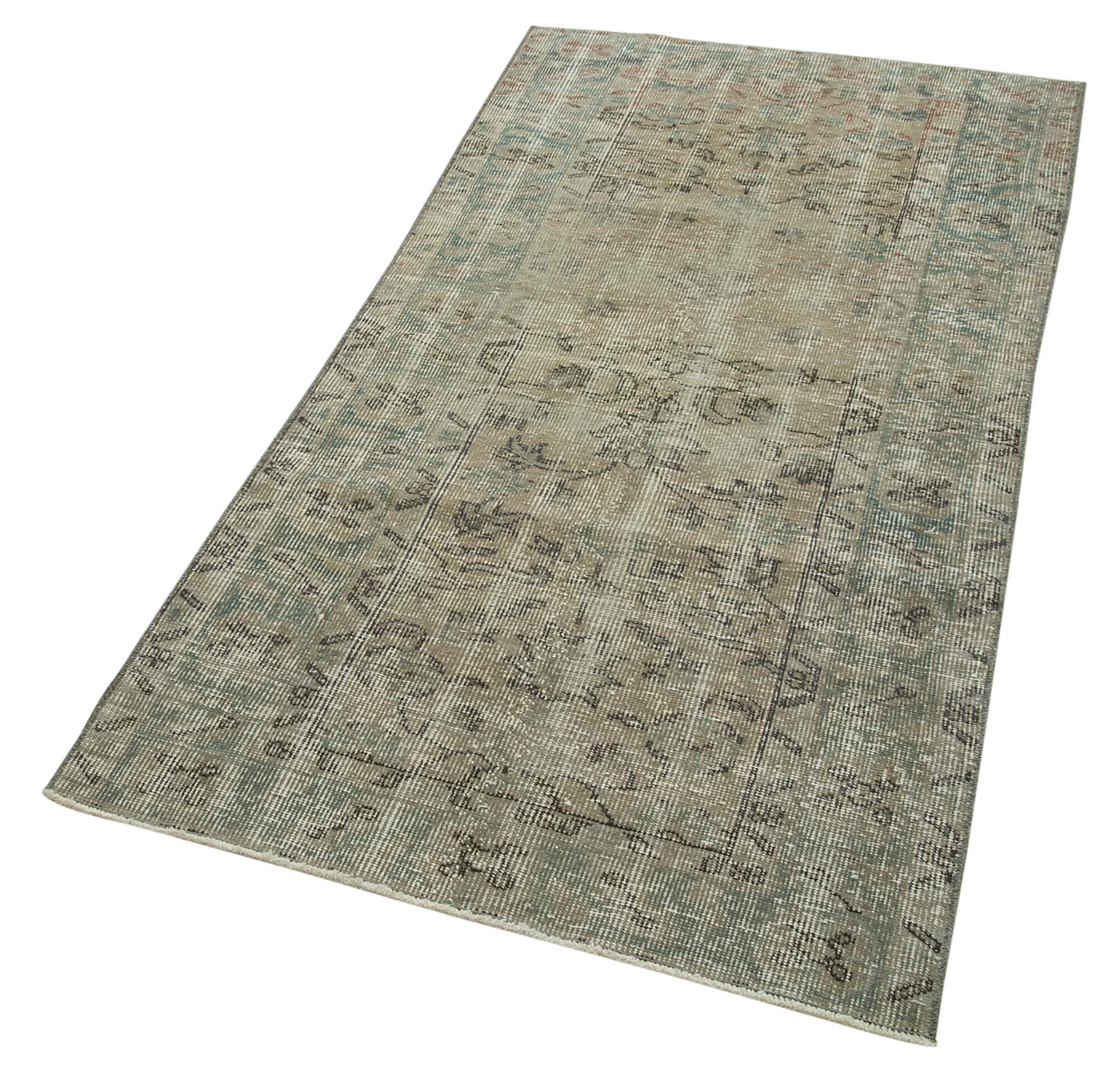 Vintage Wool Area Rug – Handmade Turkish Overdyed Grey Rug 2'11'' x 5'9''