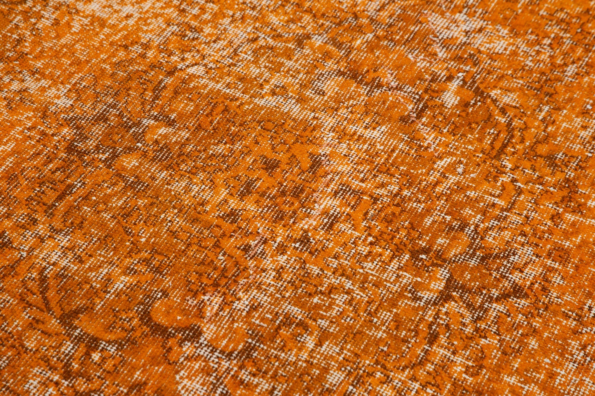 Handmade Vintage Area Rug - Overdyed Orange Turkish Wool Carpet 3'8'' x 6'4''