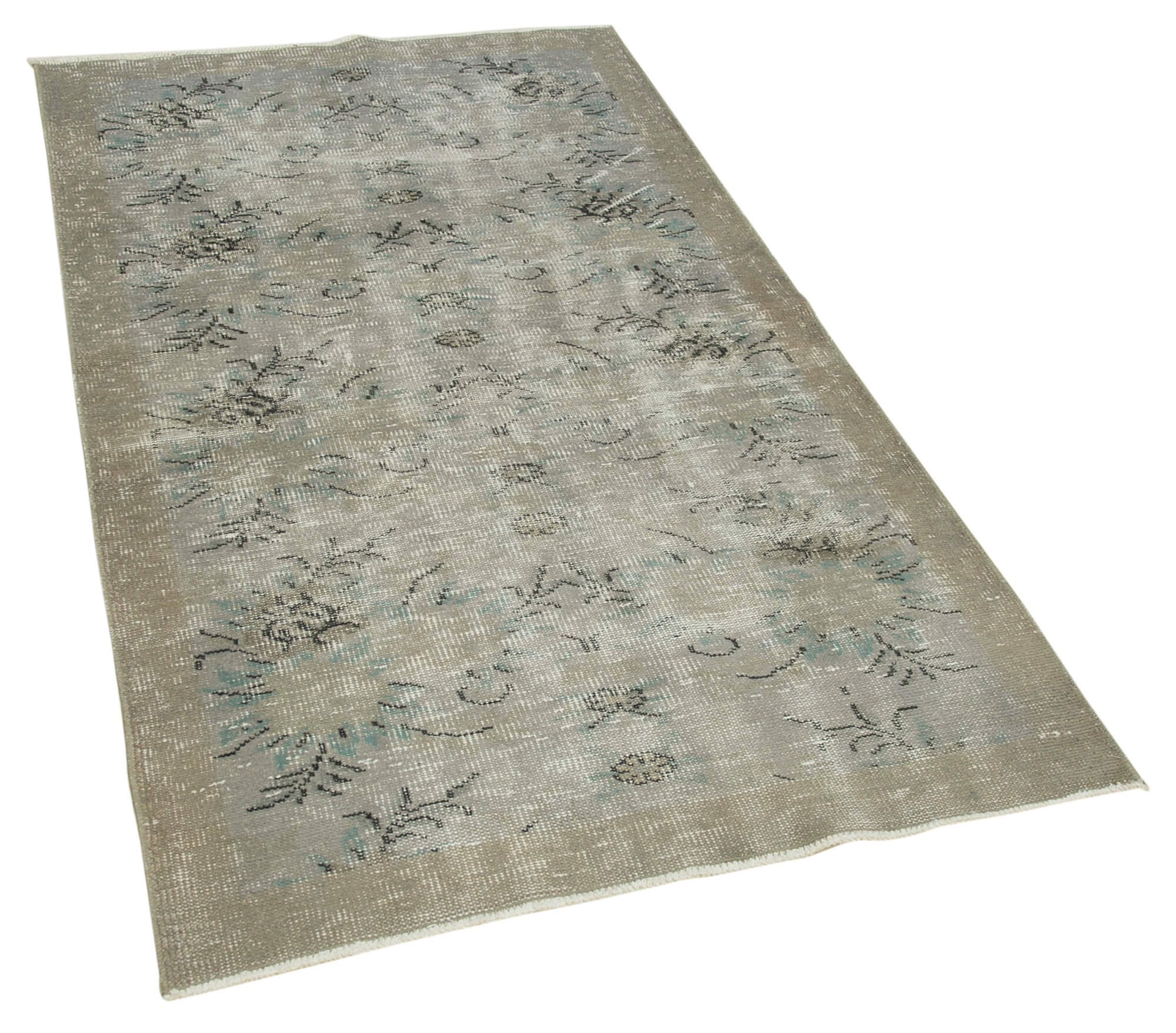 Handmade Vintage Area Rug – Overdyed Wool Rug | Turkish Cotton Wool Carpet 3'6''x6'1''