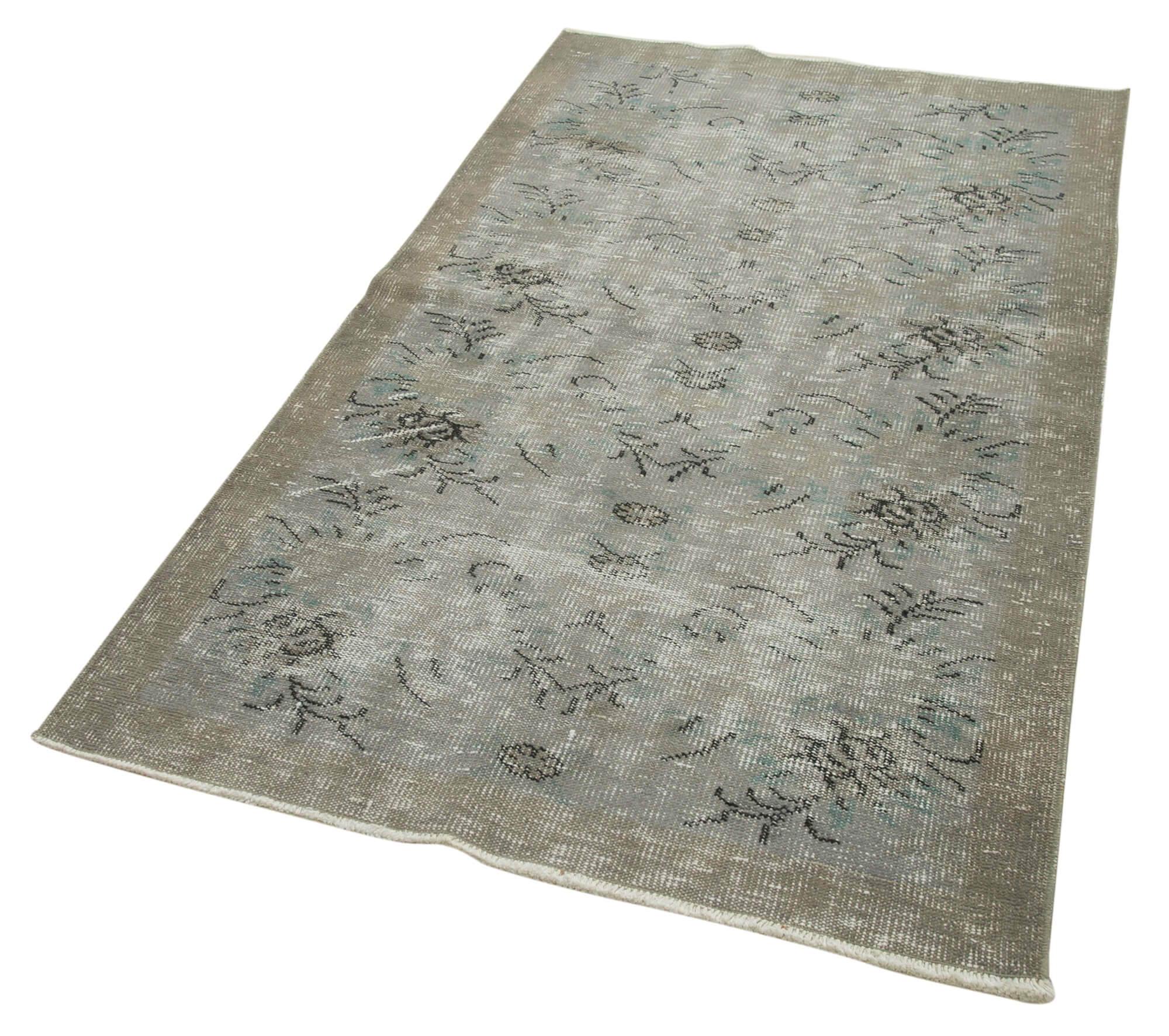 Handmade Vintage Area Rug – Overdyed Wool Rug | Turkish Cotton Wool Carpet 3'6''x6'1''