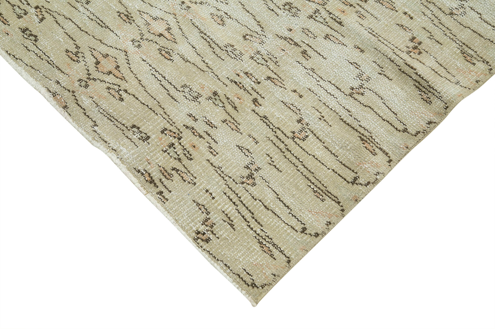 Handmade Vintage Area Rug – Overdyed Beige Cotton Wool Carpet 3'1''x6'0''