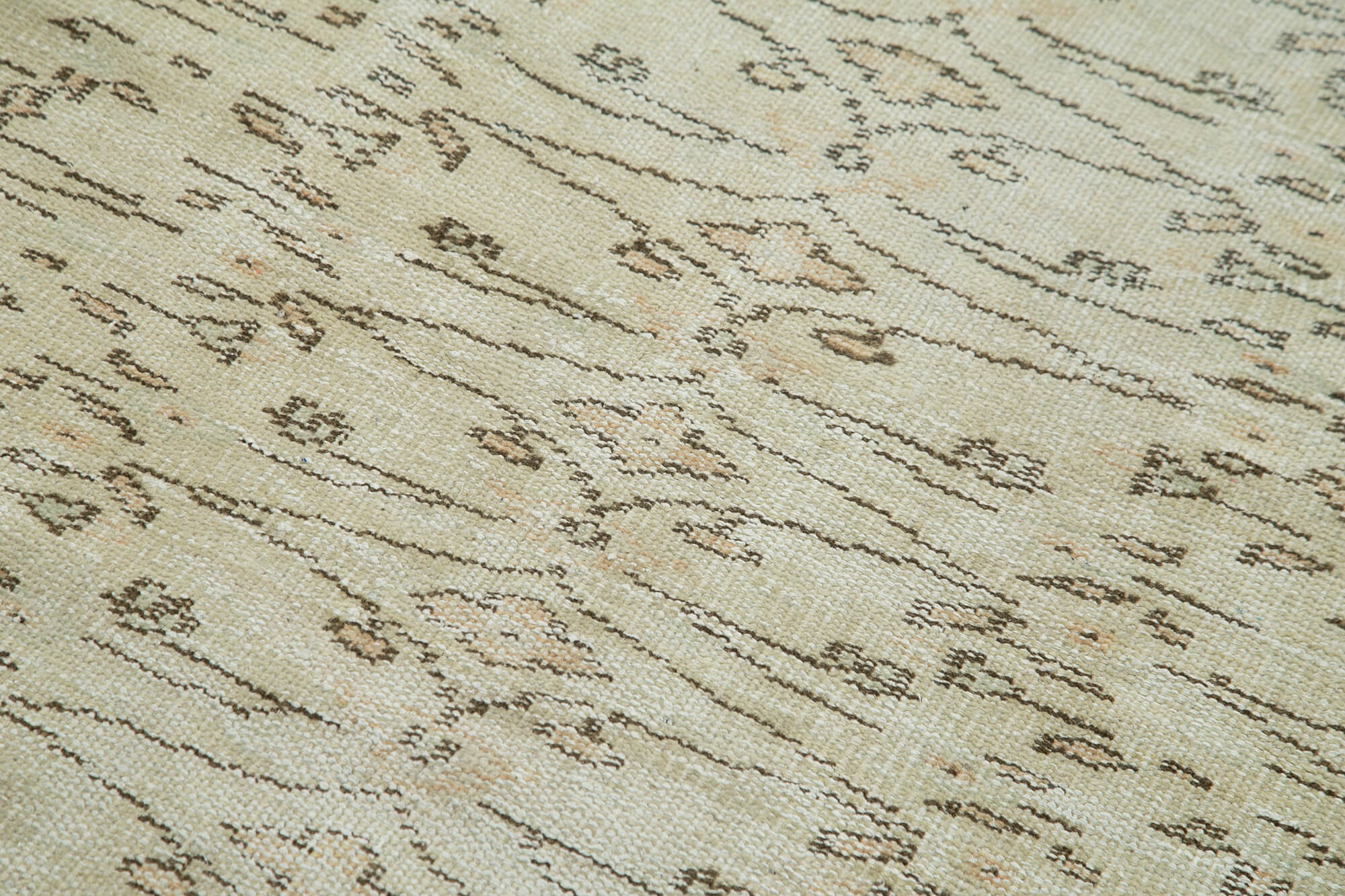 Handmade Vintage Area Rug – Overdyed Beige Cotton Wool Carpet 3'1''x6'0''