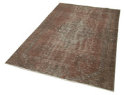 Handmade Area Rug - Overdyed Vintage Cotton Rug 4'3''x6'7'' Brown Wool Carpet