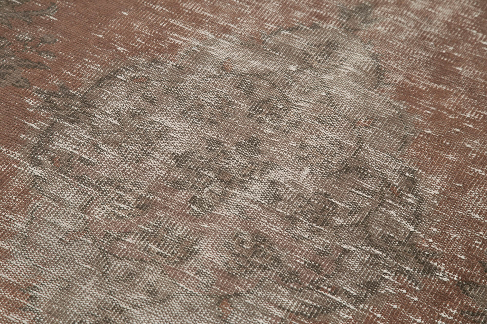 Handmade Area Rug - Overdyed Vintage Cotton Rug 4'3''x6'7'' Brown Wool Carpet
