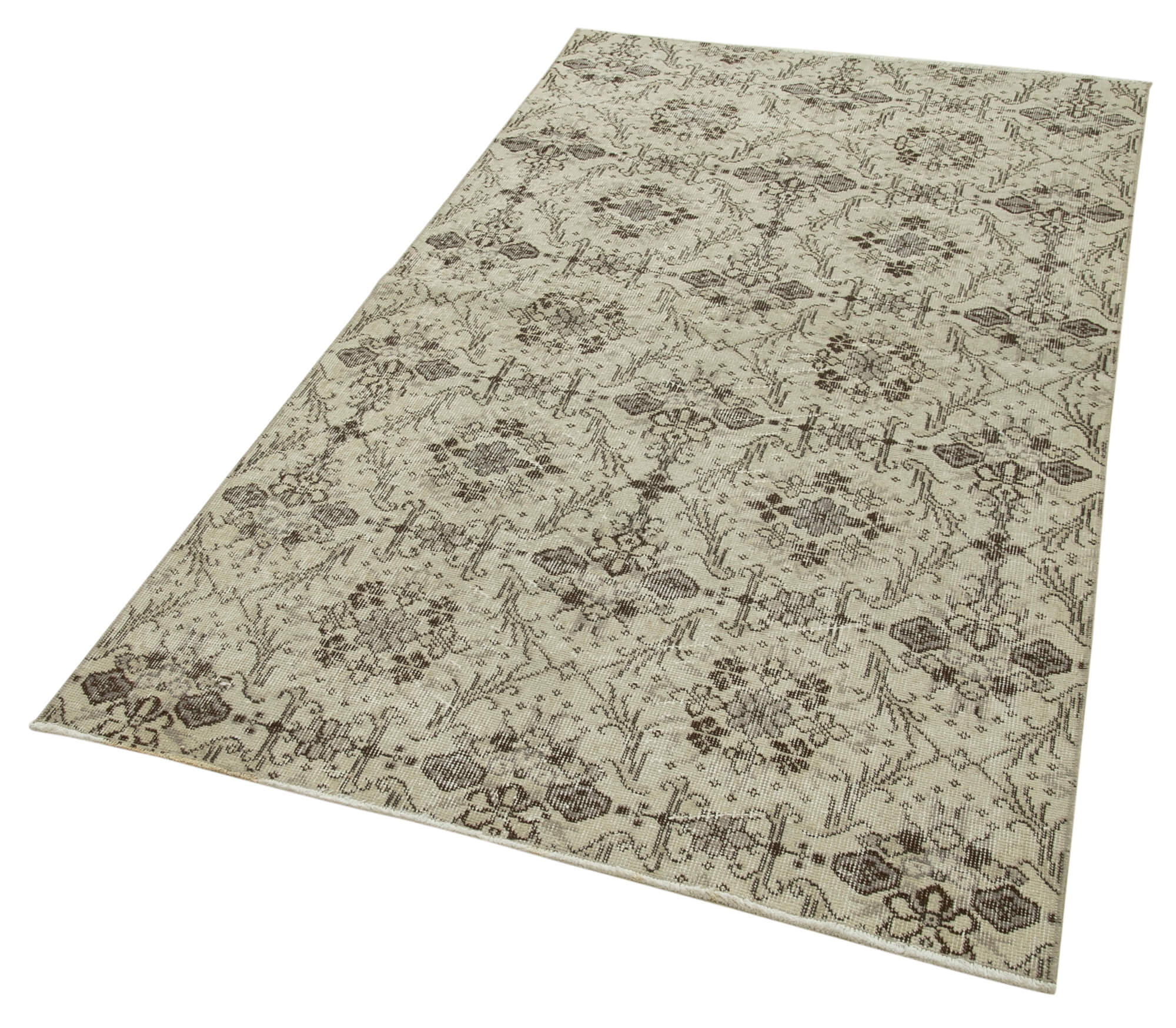 Overdyed Vintage Beige Vintage Cotton Wool Handmade Area Rug 3'10'' x 6'11''