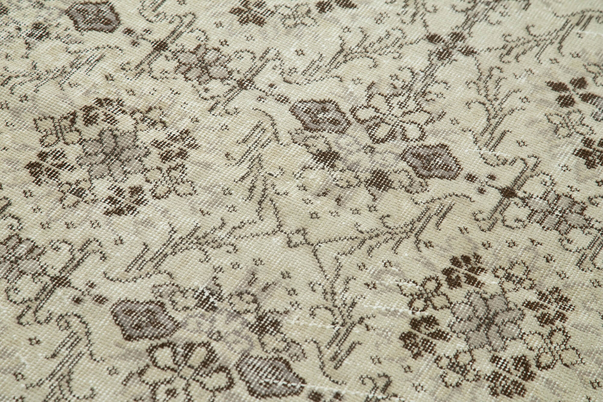Overdyed Vintage Beige Vintage Cotton Wool Handmade Area Rug 3'10'' x 6'11''