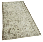 Handmade Area Rug – Overdyed Beige Vintage Cotton Wool Carpet 3'2''x6'6''