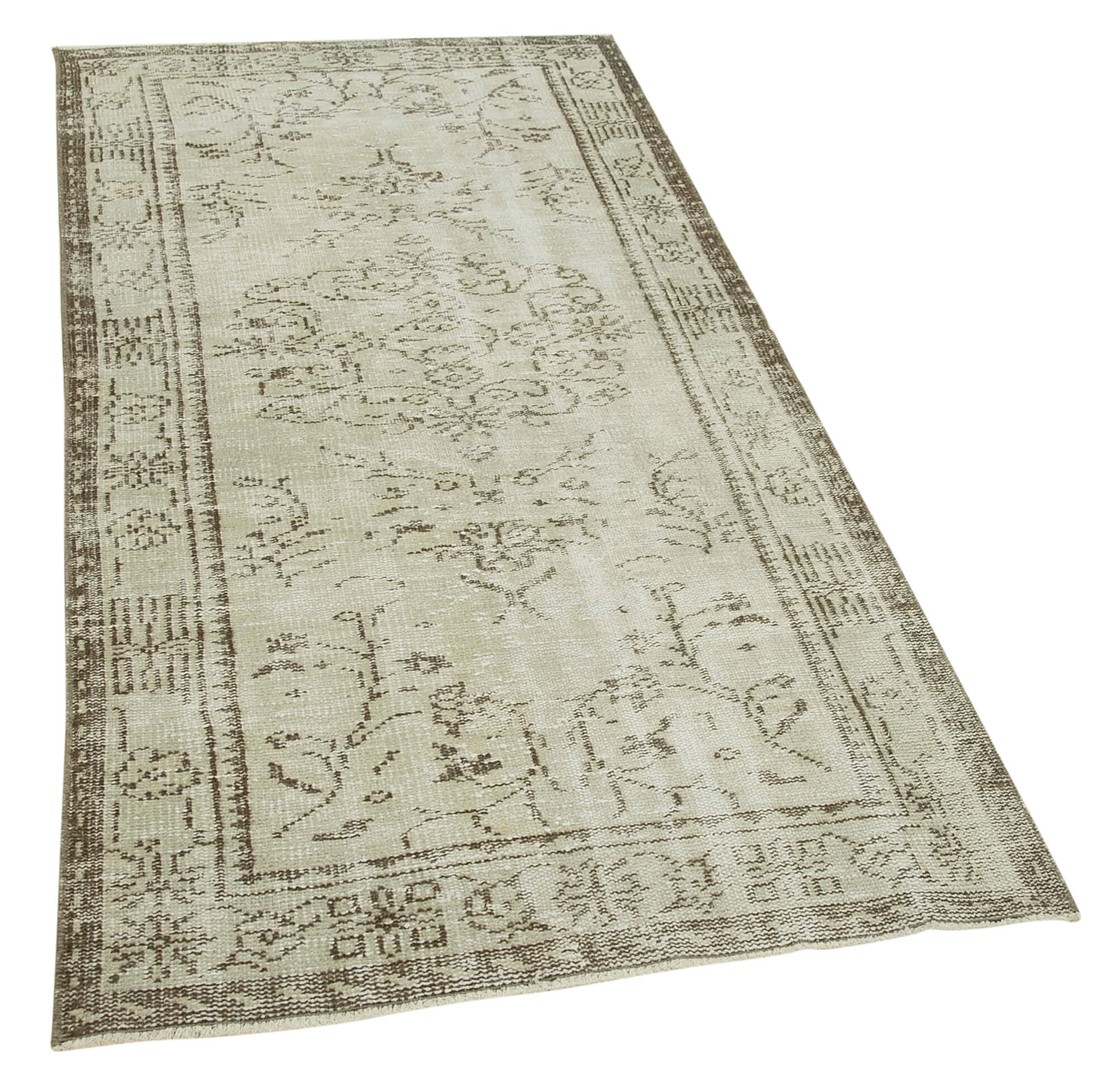 Handmade Area Rug – Overdyed Beige Vintage Cotton Wool Carpet 3'2''x6'6''