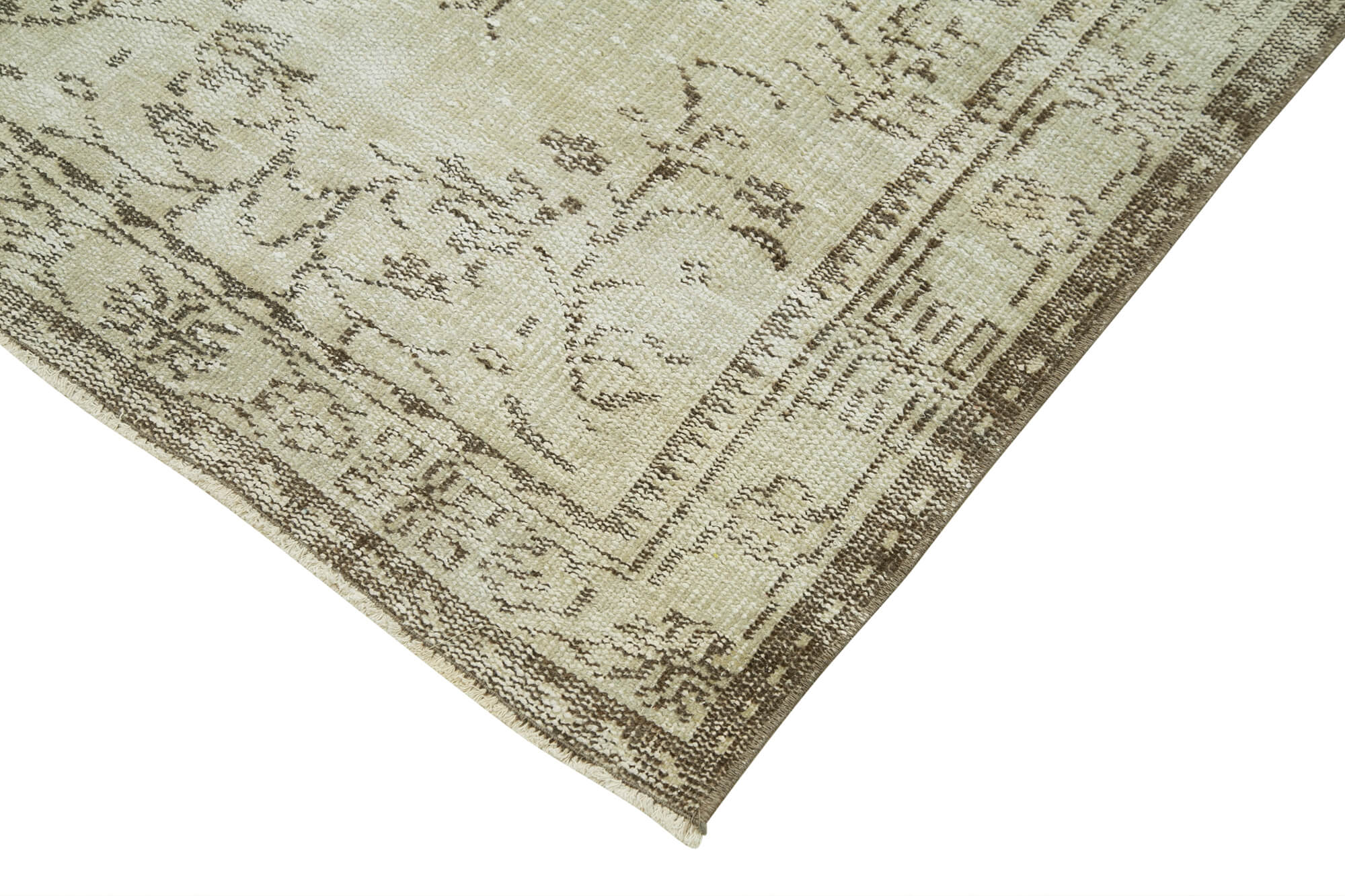 Handmade Area Rug – Overdyed Beige Vintage Cotton Wool Carpet 3'2''x6'6''