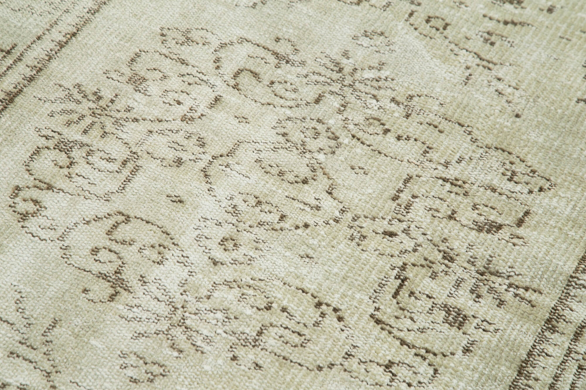 Handmade Area Rug – Overdyed Beige Vintage Cotton Wool Carpet 3'2''x6'6''