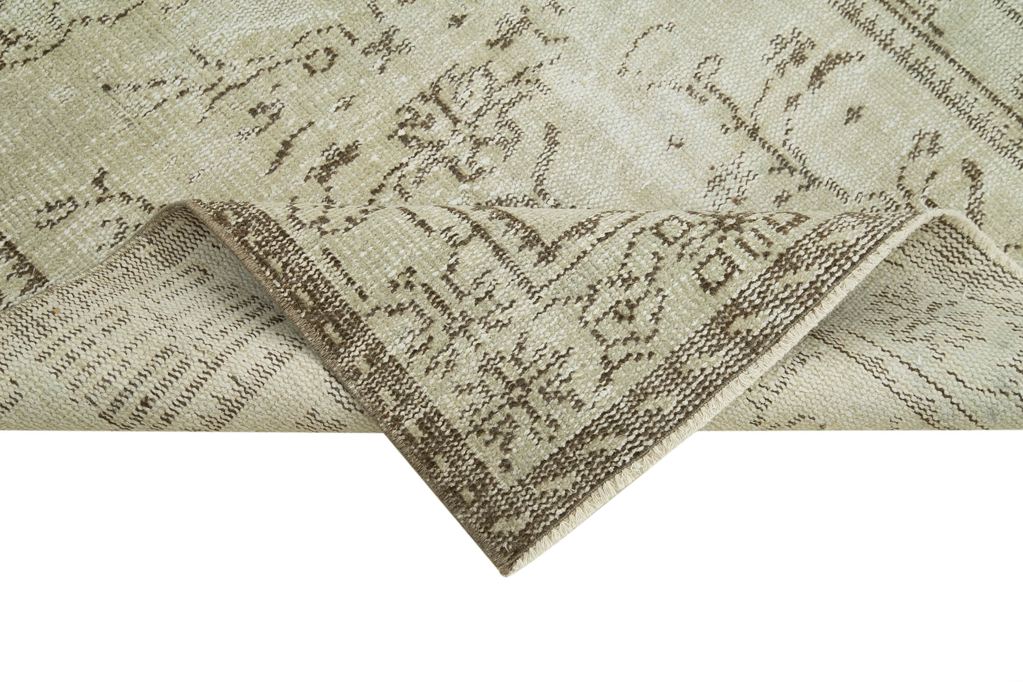 Handmade Area Rug – Overdyed Beige Vintage Cotton Wool Carpet 3'2''x6'6''