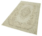 Vintage Wool Area Rug - Handmade Cotton Rug, Overdyed Vintage Carpet, Beige Wool Carpet 3'9"x7'0"