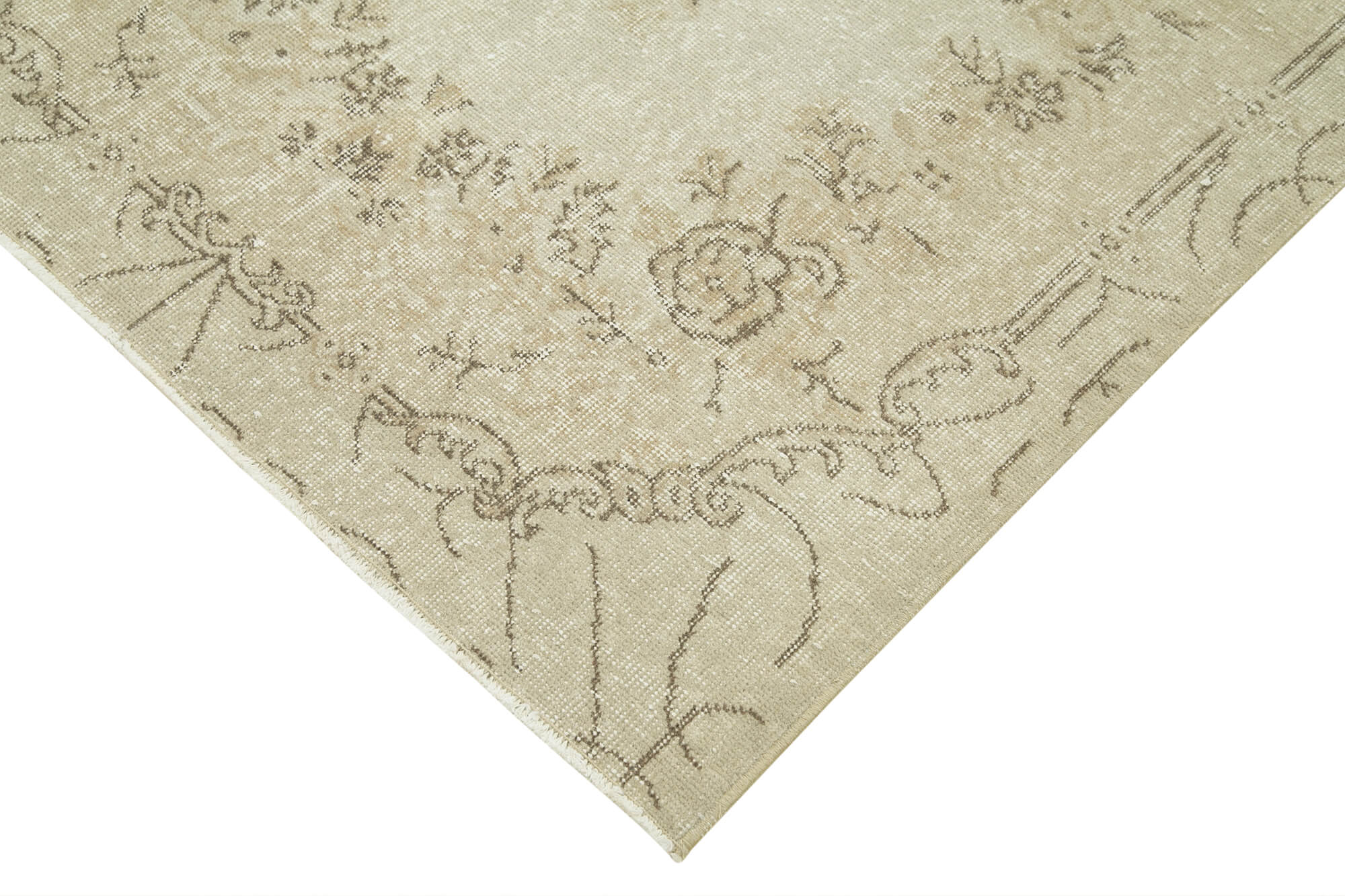Vintage Wool Area Rug - Handmade Cotton Rug, Overdyed Vintage Carpet, Beige Wool Carpet 3'9"x7'0"